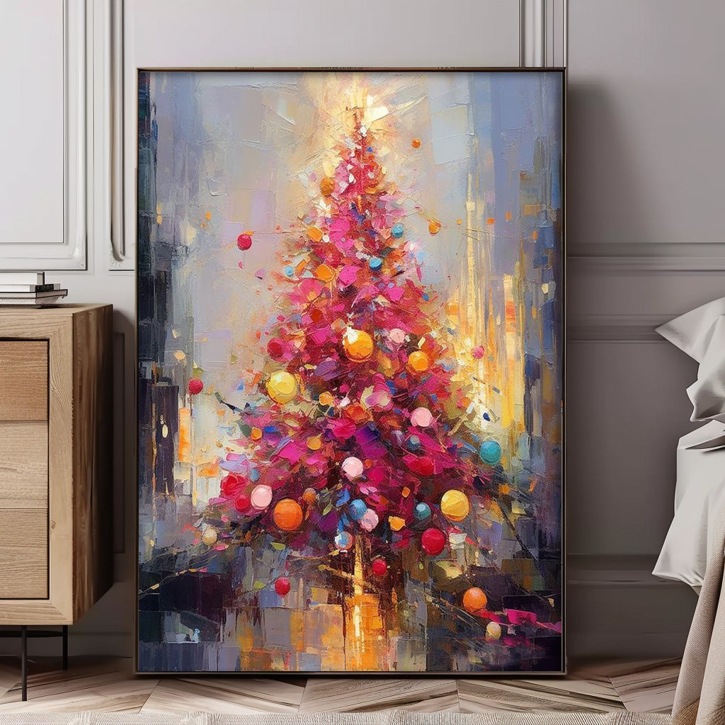 Original Christmas Tree Painting Exquisite Dreamy Acrylic Painting Texture Abstract Christmas Tree Art Home Decor