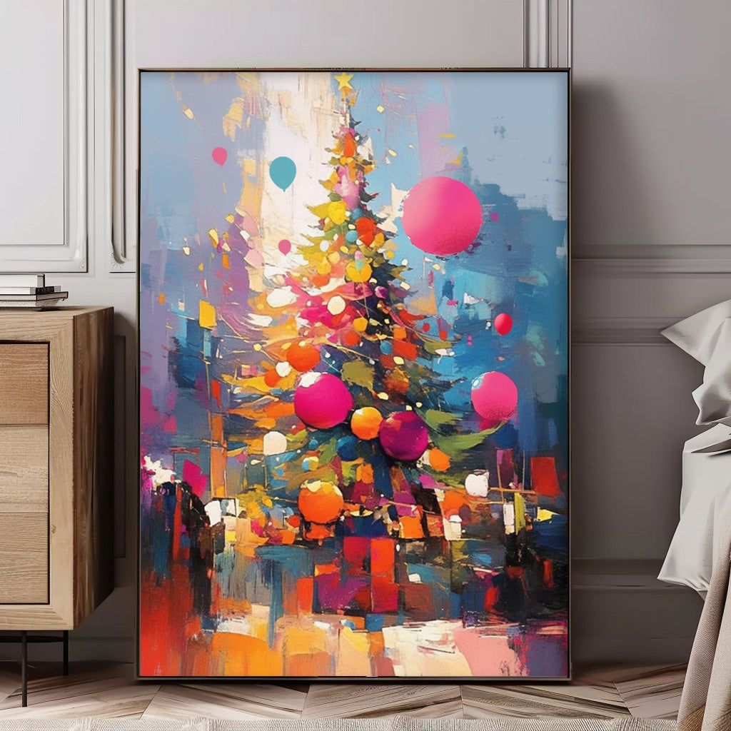 Exquisite Dreamy Acrylic Painting Original Christmas Tree Painting Texture Abstract Christmas Tree Art Home Decor
