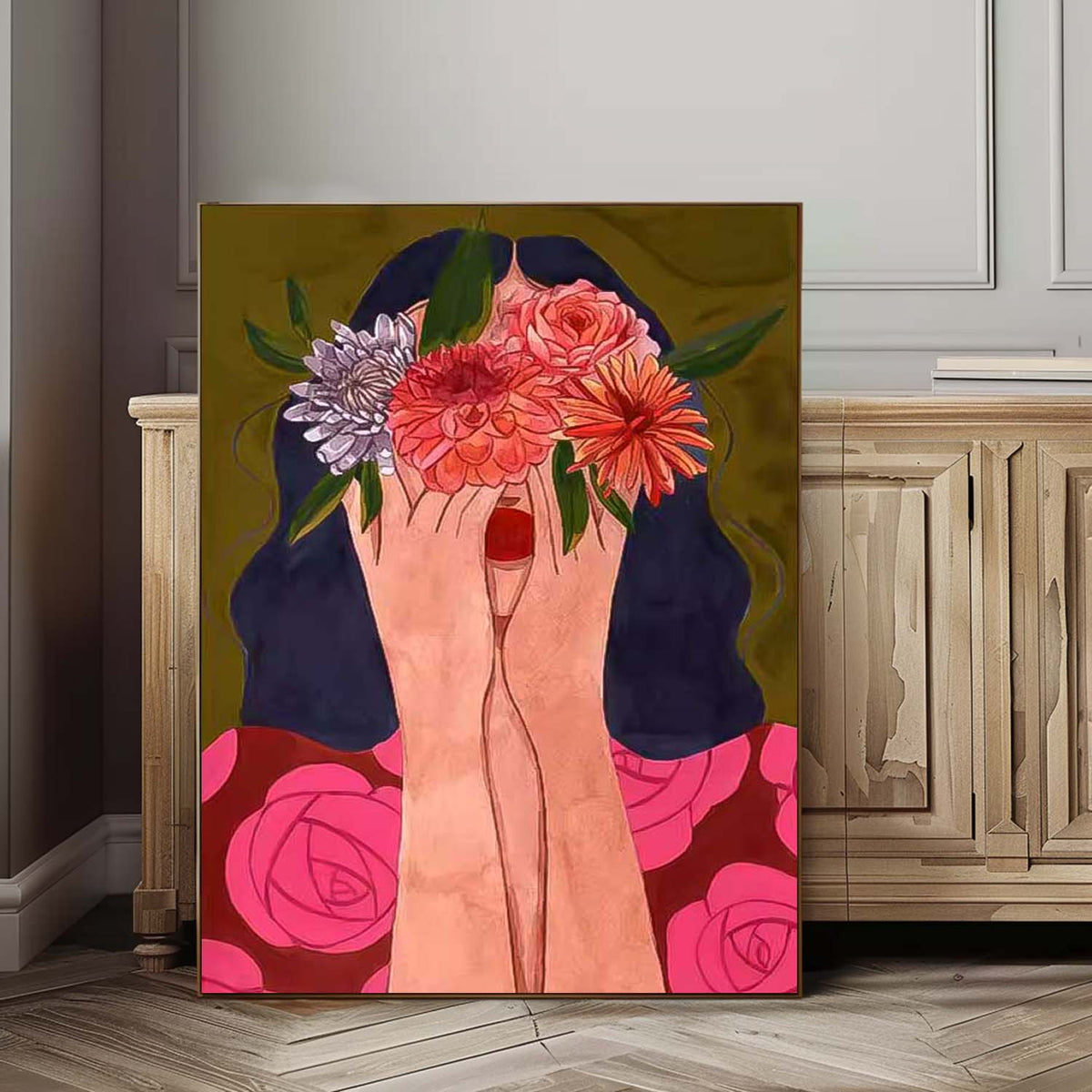 Abstract Character Image Oil Painting On Canvas Original Flower Girl Wall Art Modern Impressionism Art