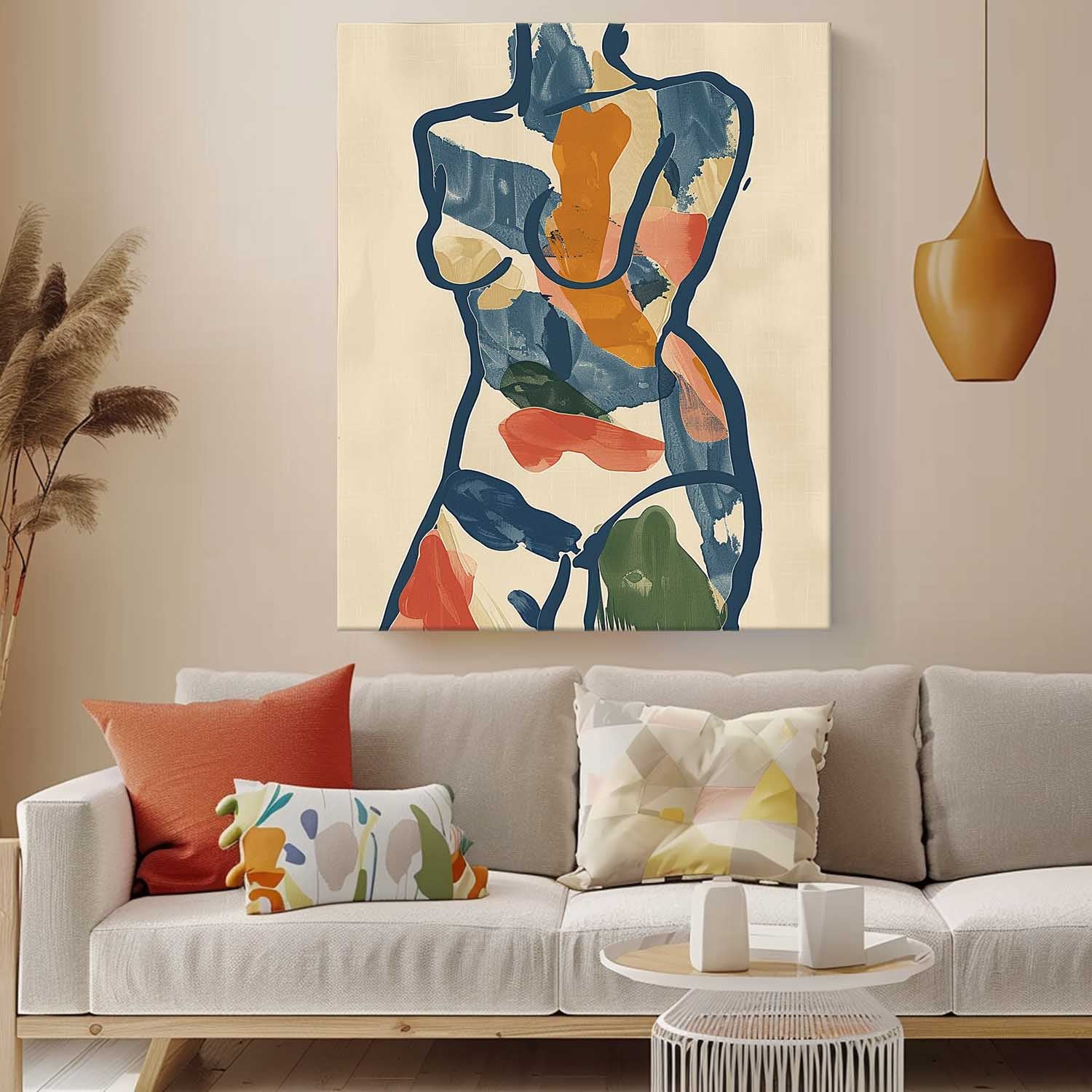 Figure Contour Acrylic Painting Minimalism Graffiti Oil painting Colors Original Abstract Body Line Outline Wall Art