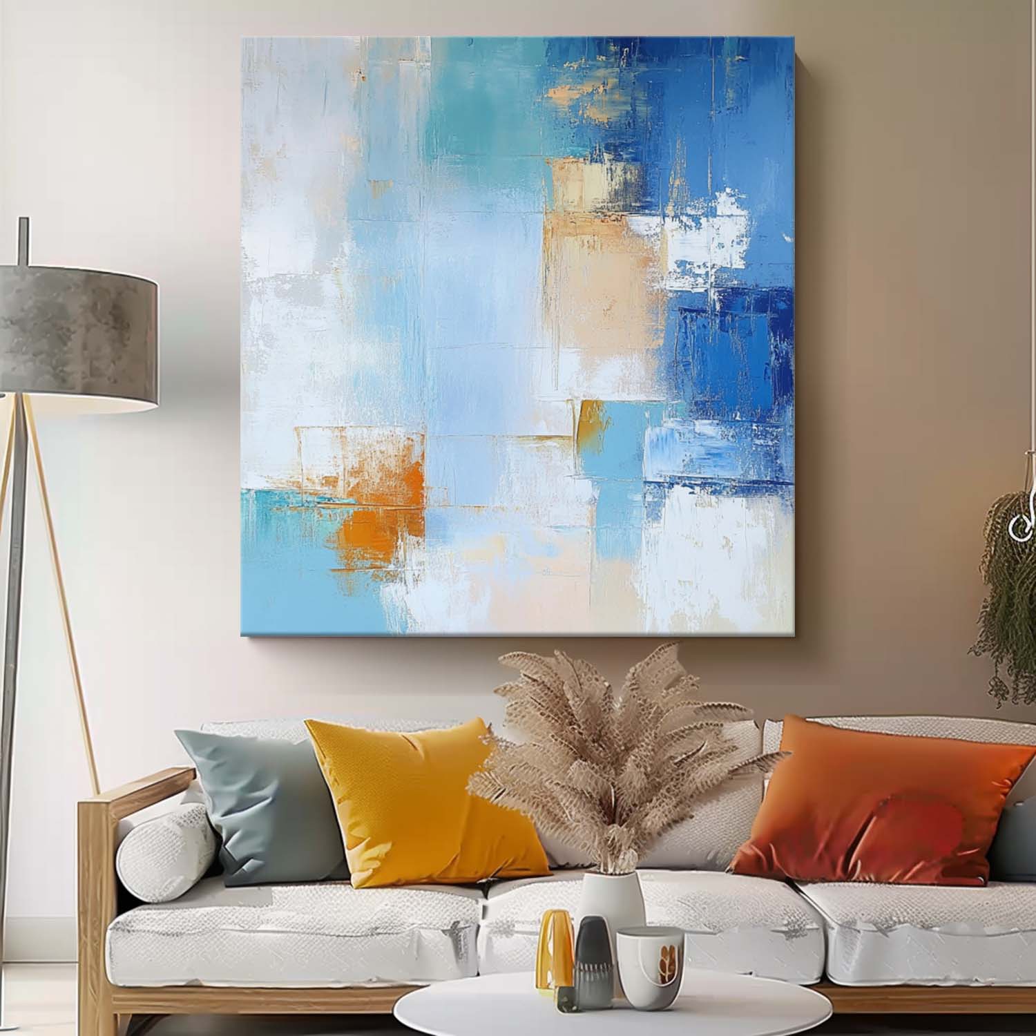 Contemporary Abstract Oil Painting Canvas Color Large Square Texture Abstract Wall Art Framed Home Decorations