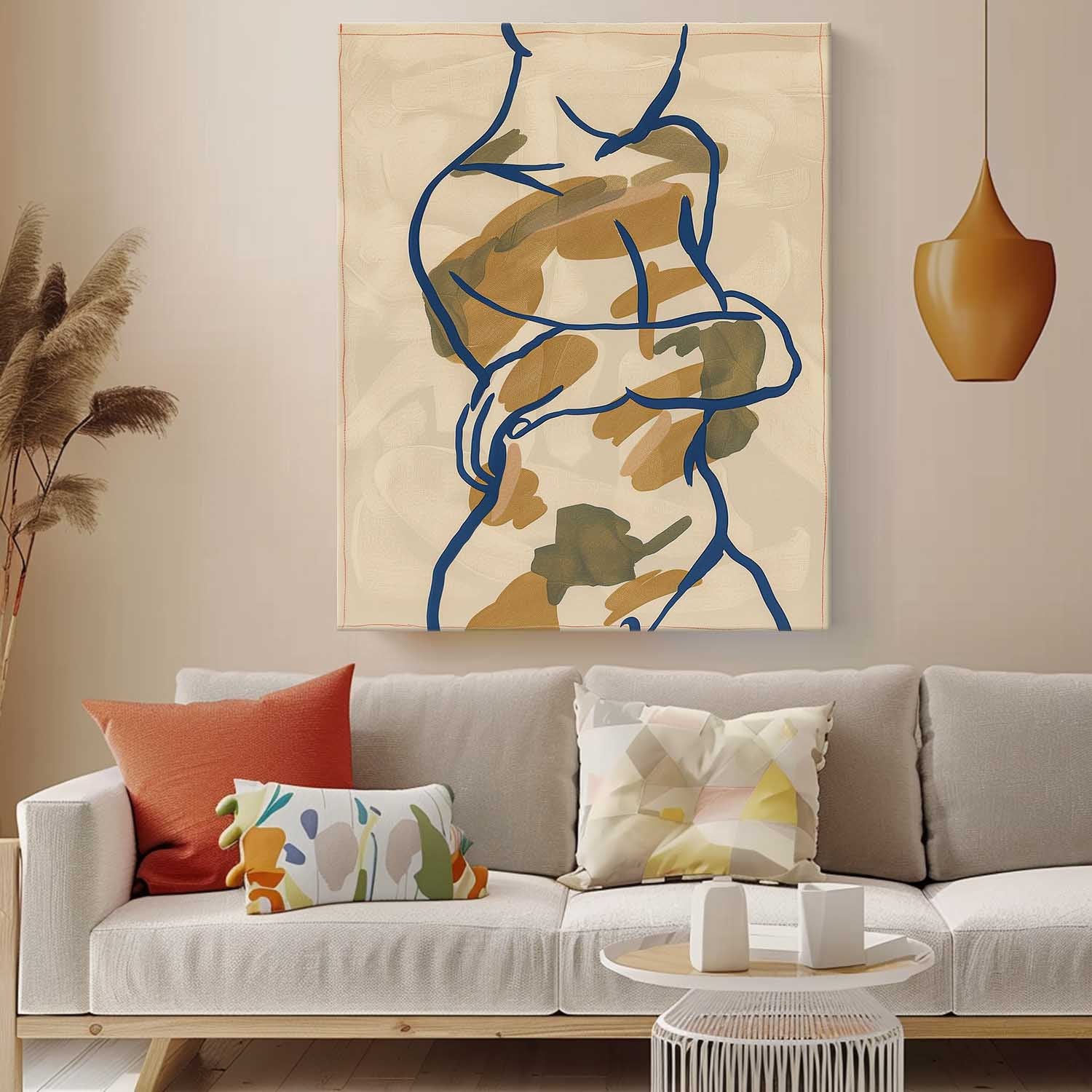 Minimalism Artwork Figure Contour Acrylic Painting Nordic Style Original Abstract Body Line Outline Wall Art