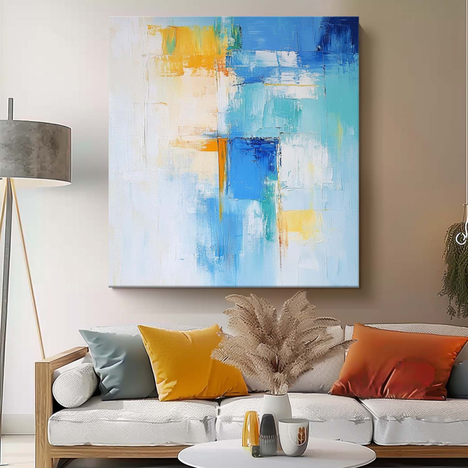 Contemporary Abstract Oil Painting Canvas Color Large Square Texture Abstract Wall Art Framed For Living Room