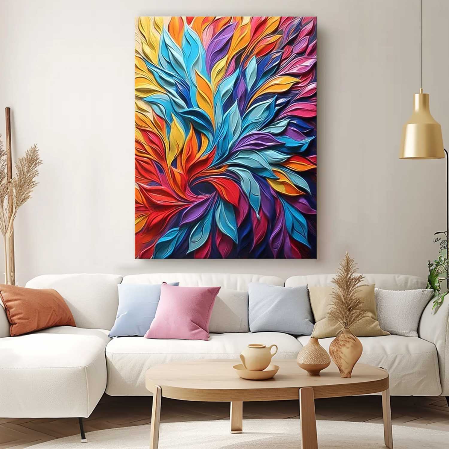 Large Modern Acrylic Painting On Canvas Colorful Texture Abstract Oil Painting Original Petal Artwork