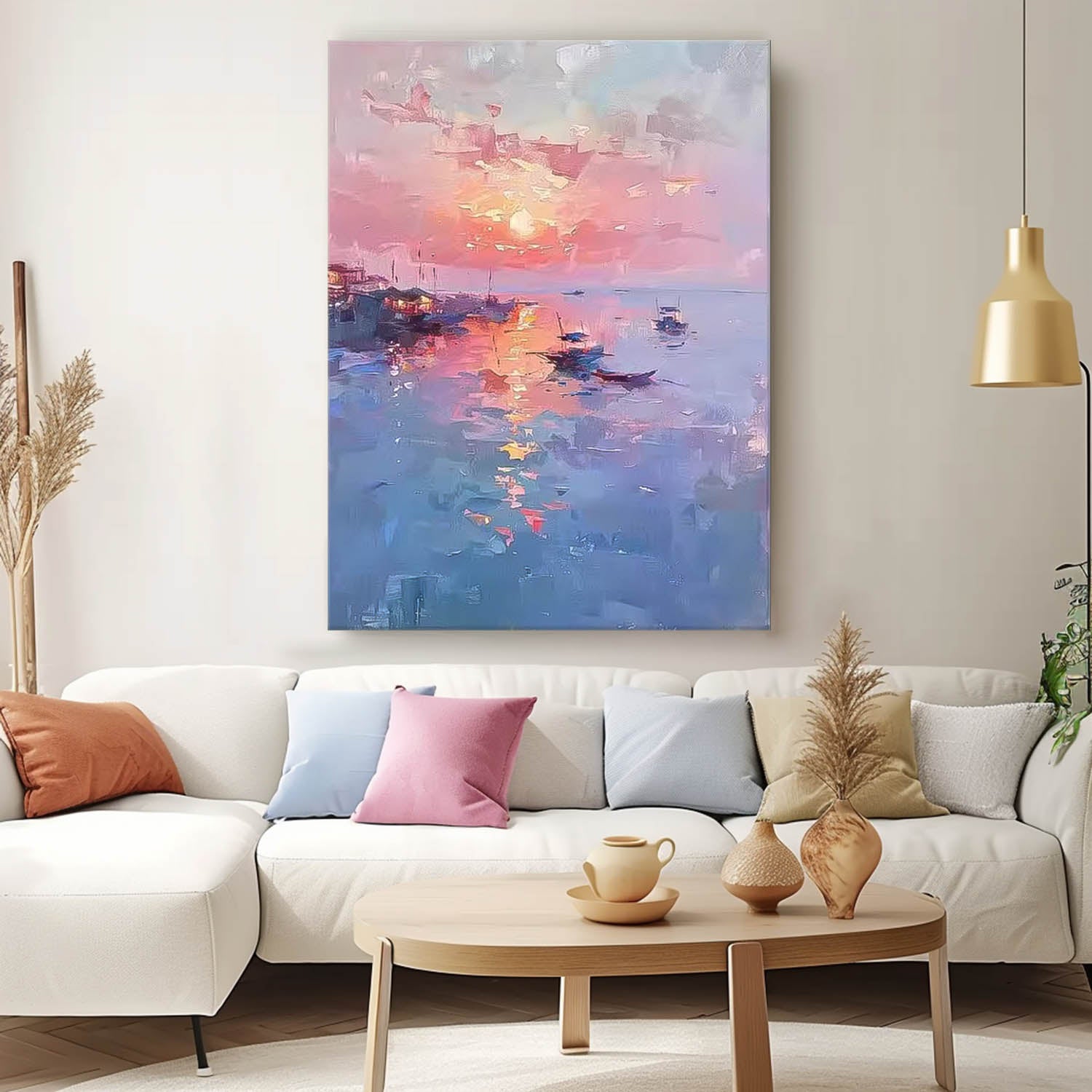 Large Dreamy Colors Landscape Oil Painting On Canvas Abstract Scenery Wall Art Acrylic Painting Home Decor