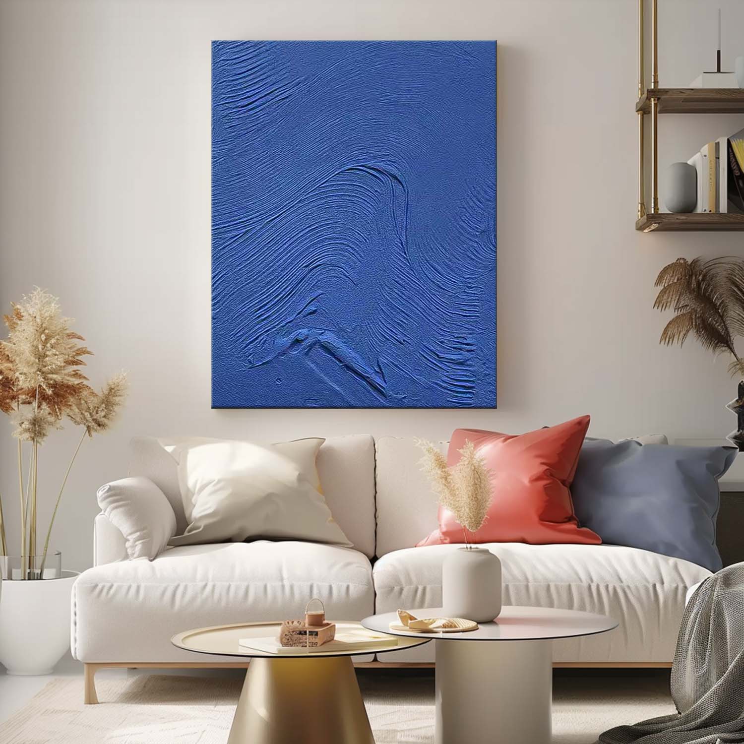 Large Wall Art Texture Minimalist Canvas Oil Painting Abstract Acrylic Painting Original Blue Artwork