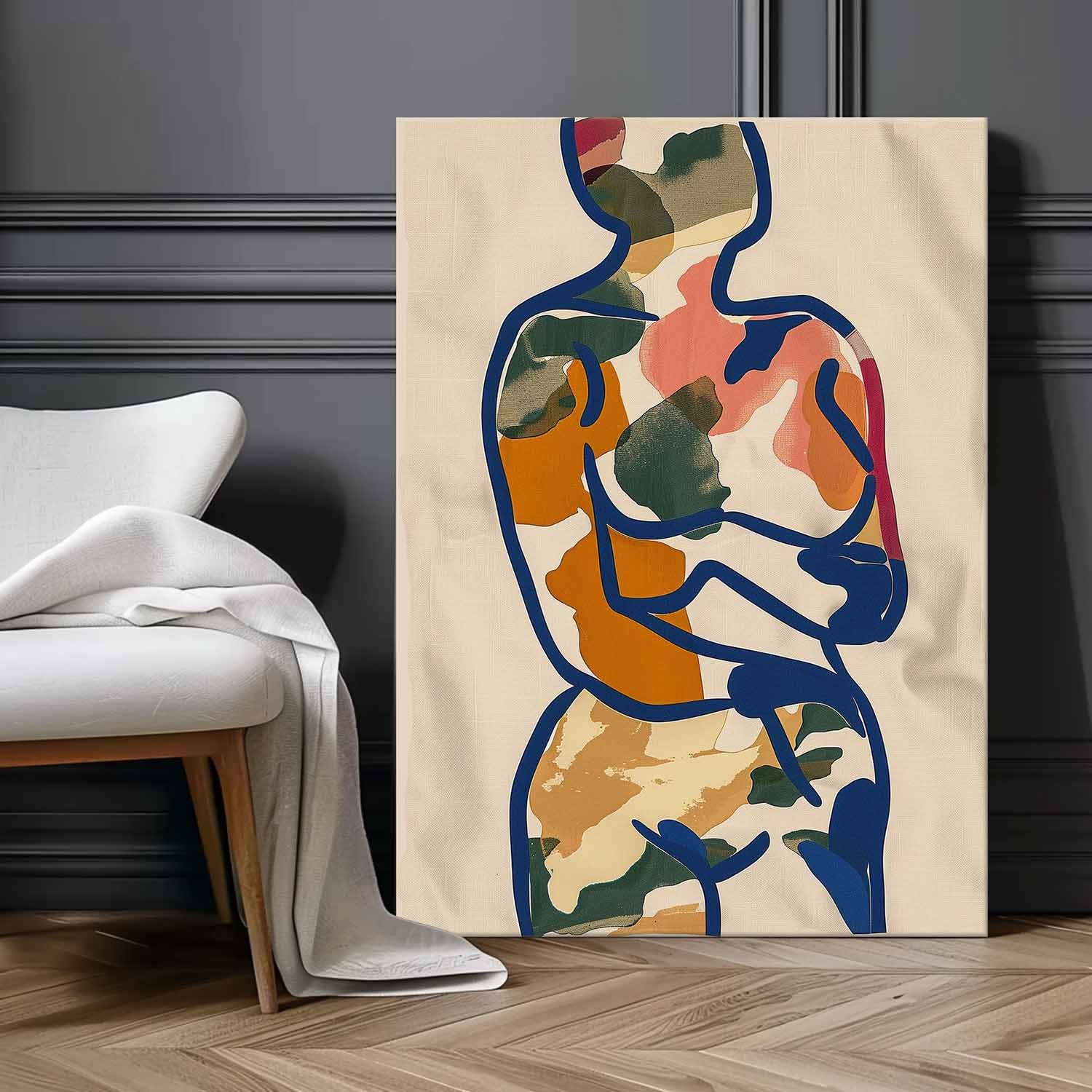 Minimalism Graffiti Oil painting Colors Original Abstract Body Line Outline Wall Art Figure Contour Acrylic Painting