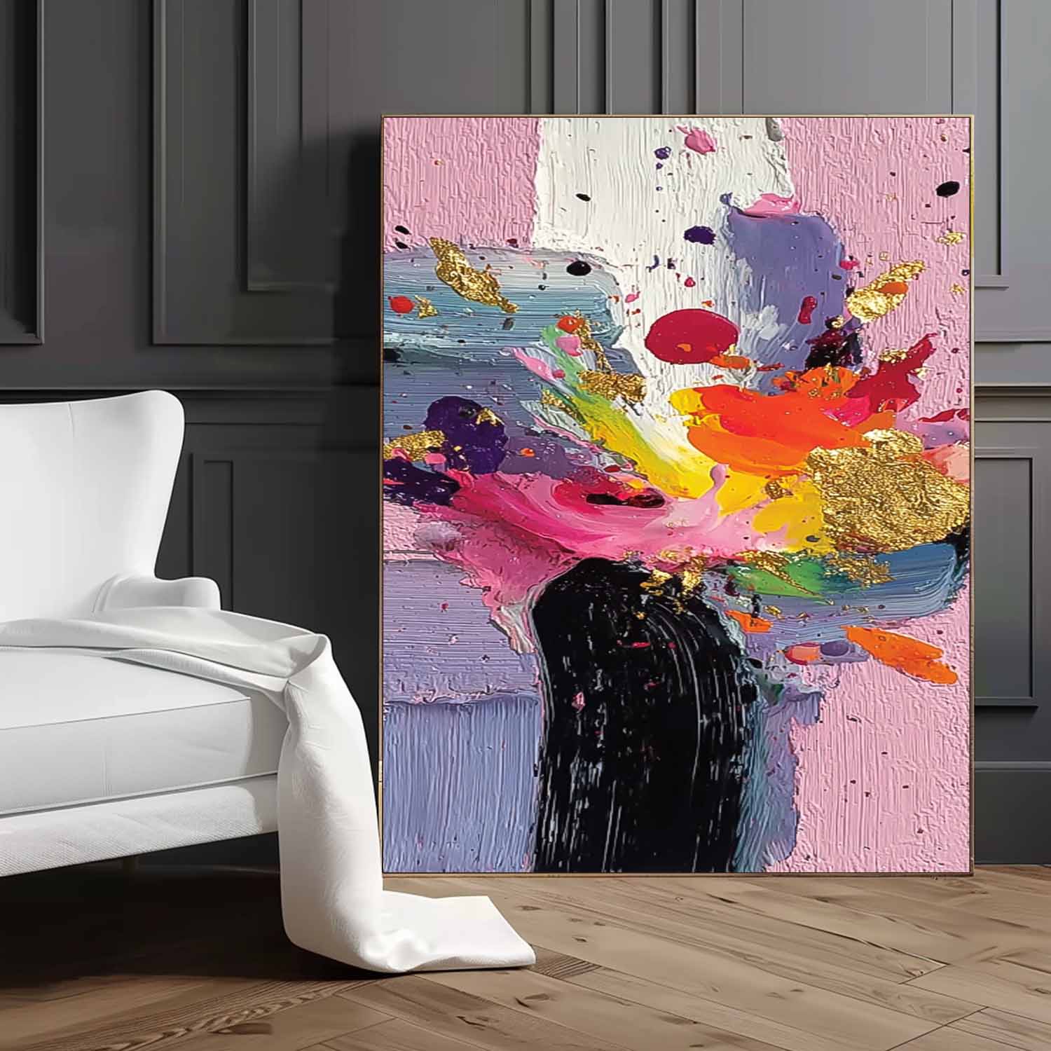 Original Spray Painting Bright Texture Acrylic painting Abstract Large Wall Art Fashion Art For Living Room