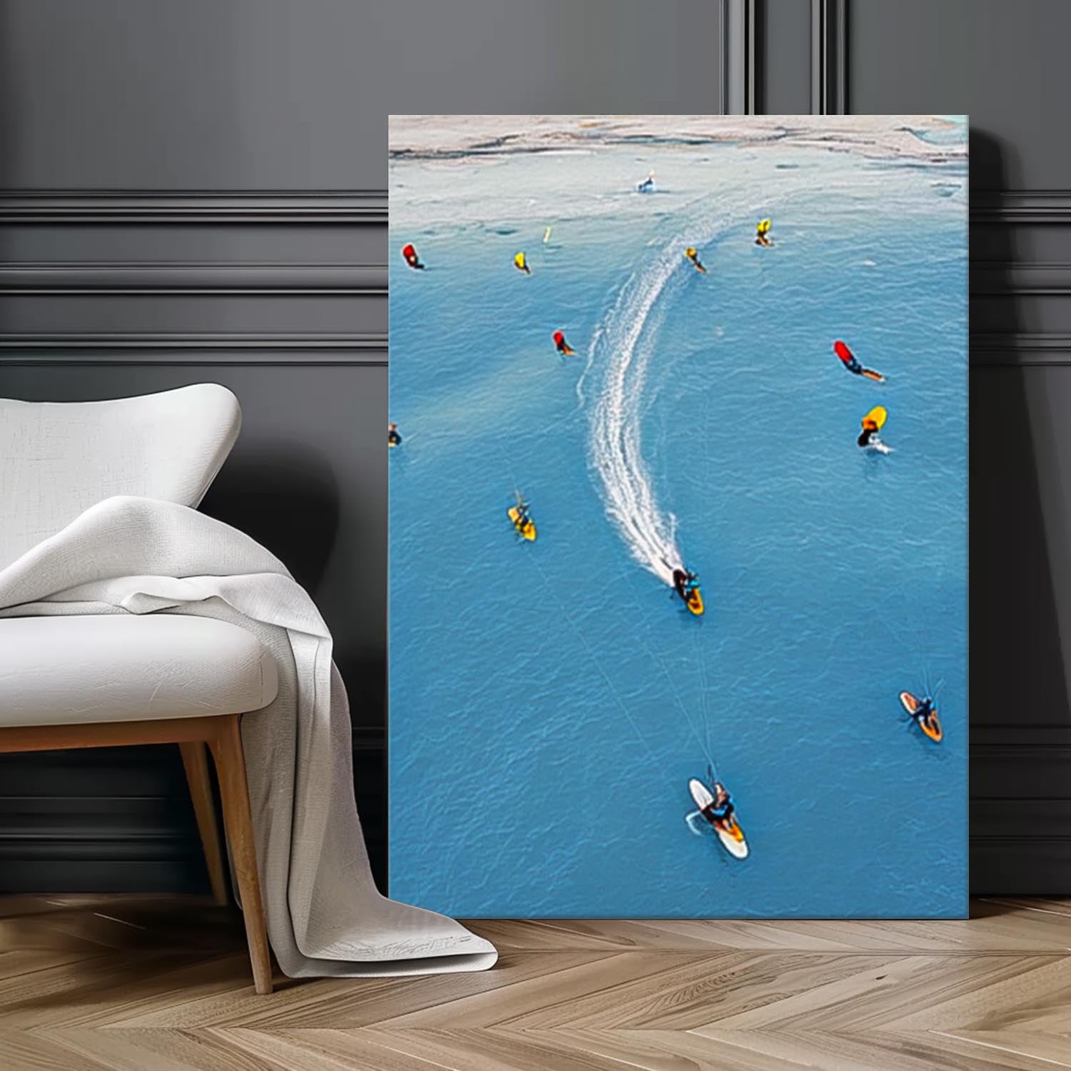 Boat Seascape Landscape Impasto painting Large Original Rowing Boats painting Impressionism Coastal artwork