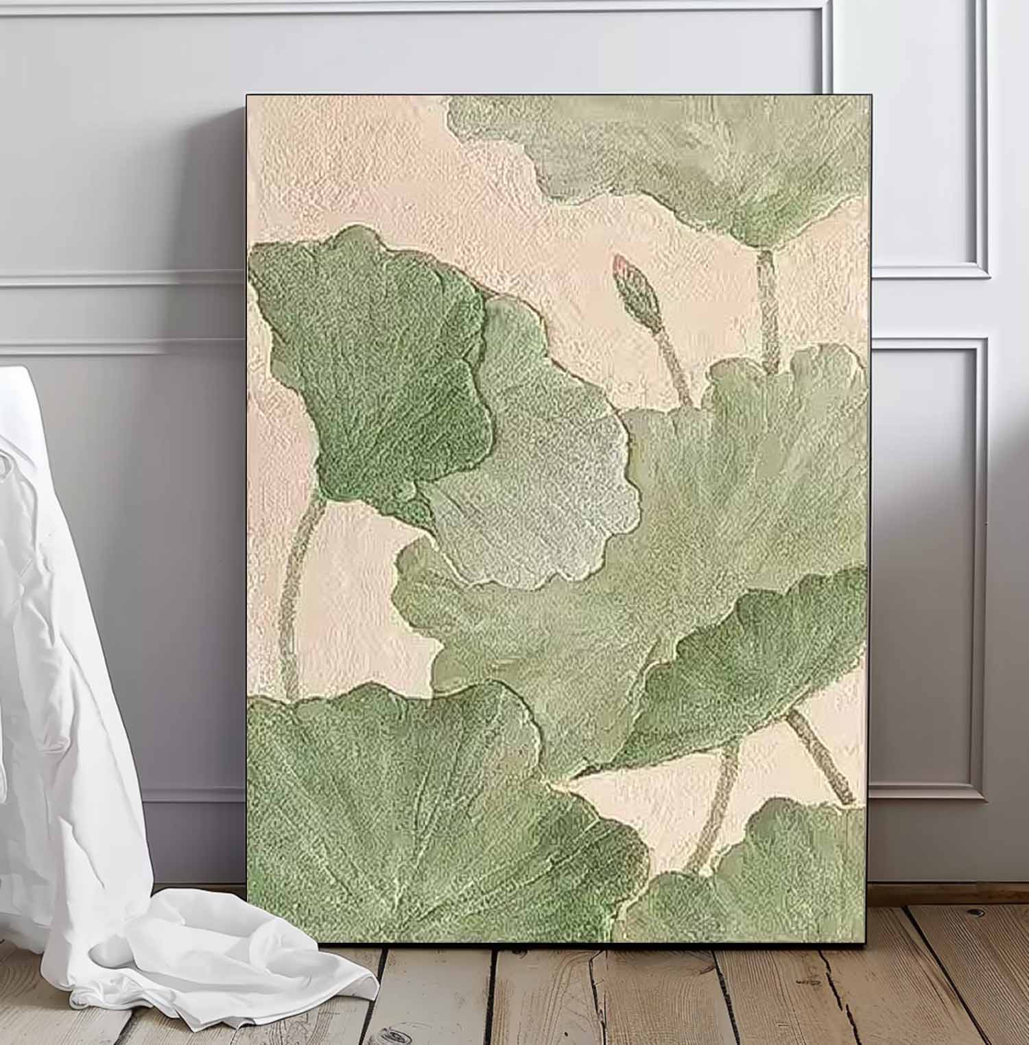 Original Modern Flowers Artwork Abstract Lotus Leaf Oil Painting On Canvas Floral Wall Art Home Decor