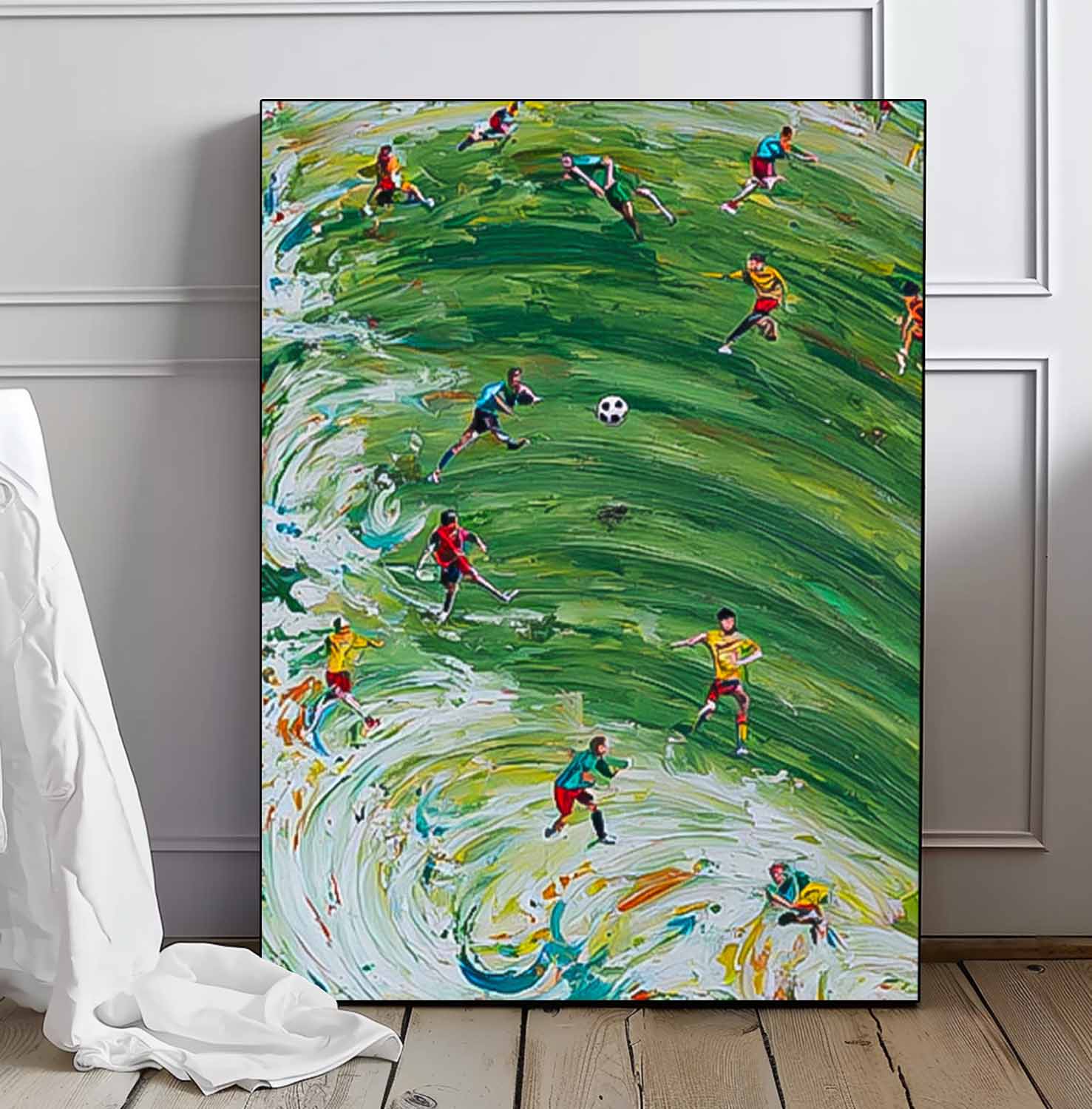 Green Football Textured Canvas Art Textured Football Wall Art Sports Art Lover Gift Home Decor