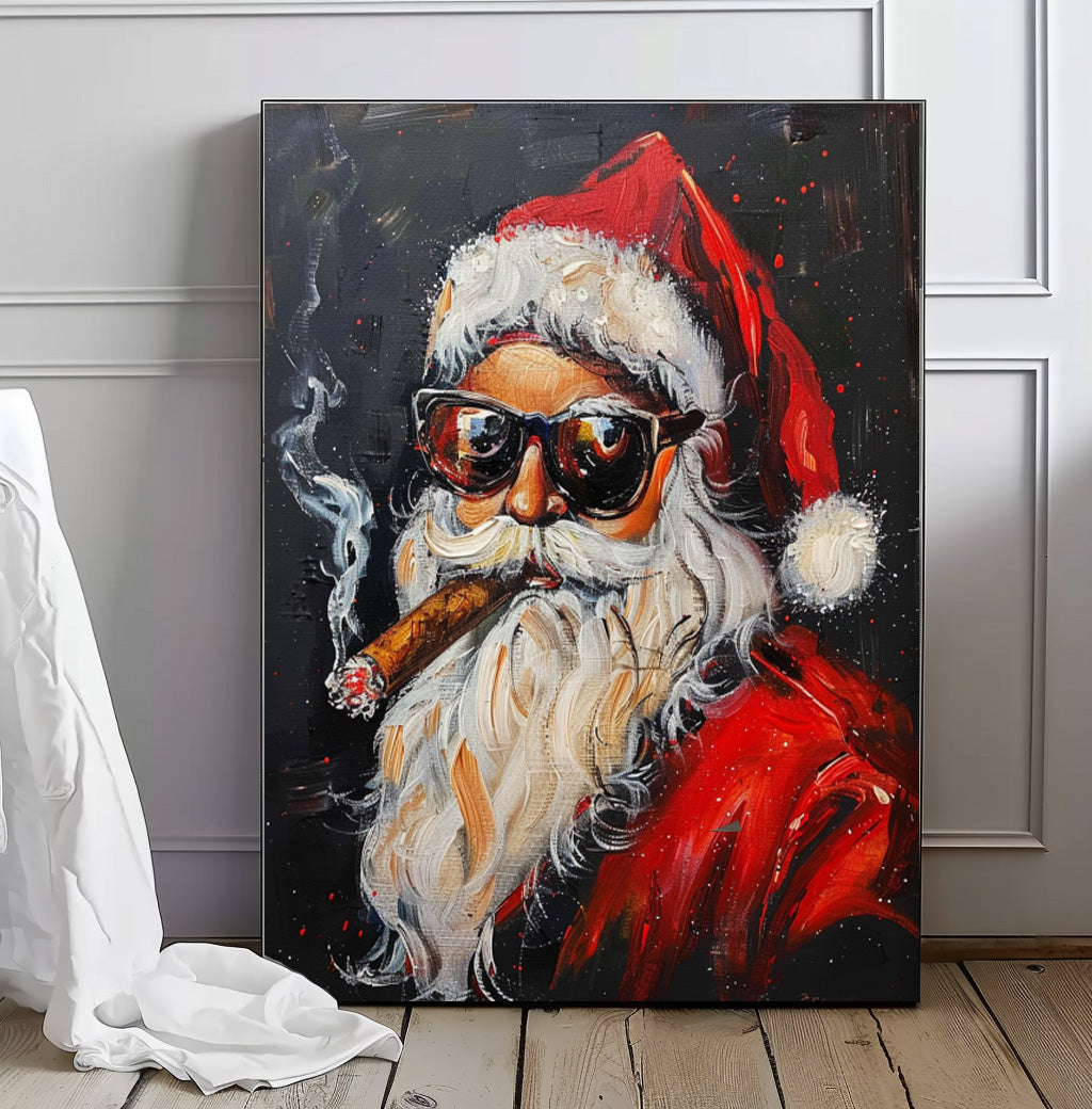 Large Christmas Wall Art Vntage Santa Claus Texture Cool Santa Claus Christmas Portrait Holiday Decoration