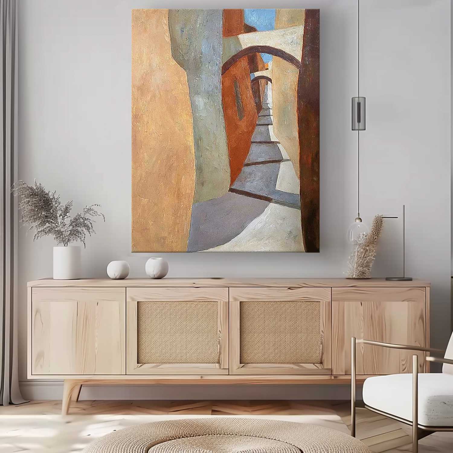 Cheap Warm Color Abstract Wall Art Large Contemporary Alley Acrylic Painting On Canvas Graet Quality artworks