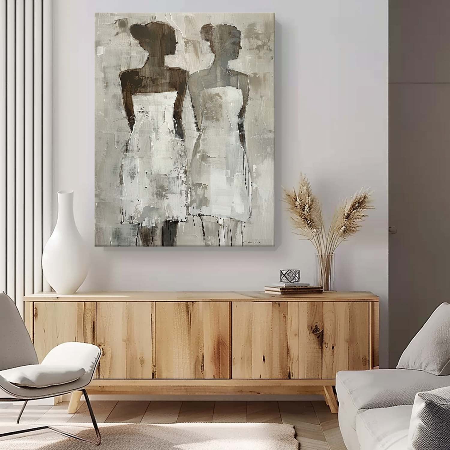 Original Woman Silhouettes Wall Art Large Figure Painting Shadow Abstract Artwork For Living Room