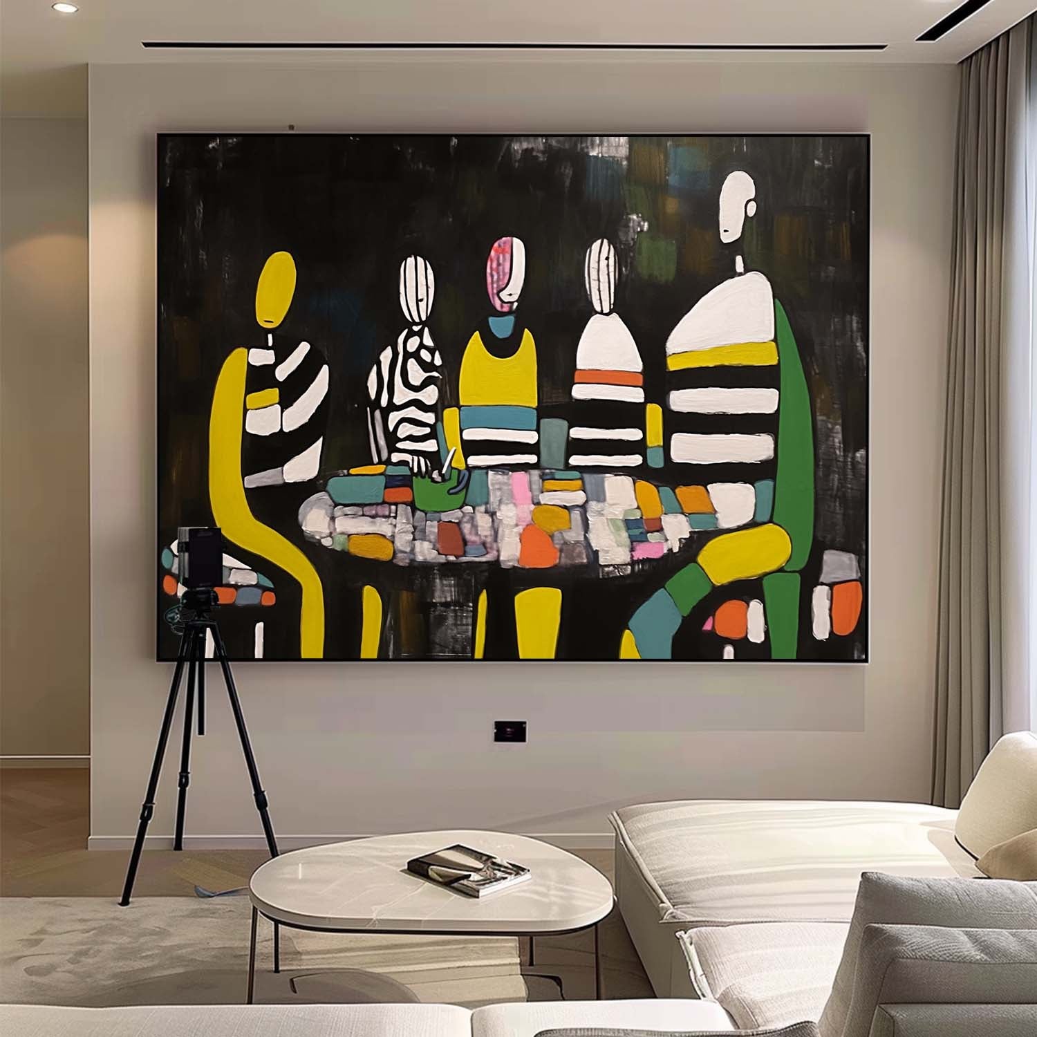 Large Fluorescent Human Silhouette Wall Art Abstract Graffiti Figure Oil Painting Original Human Artwork