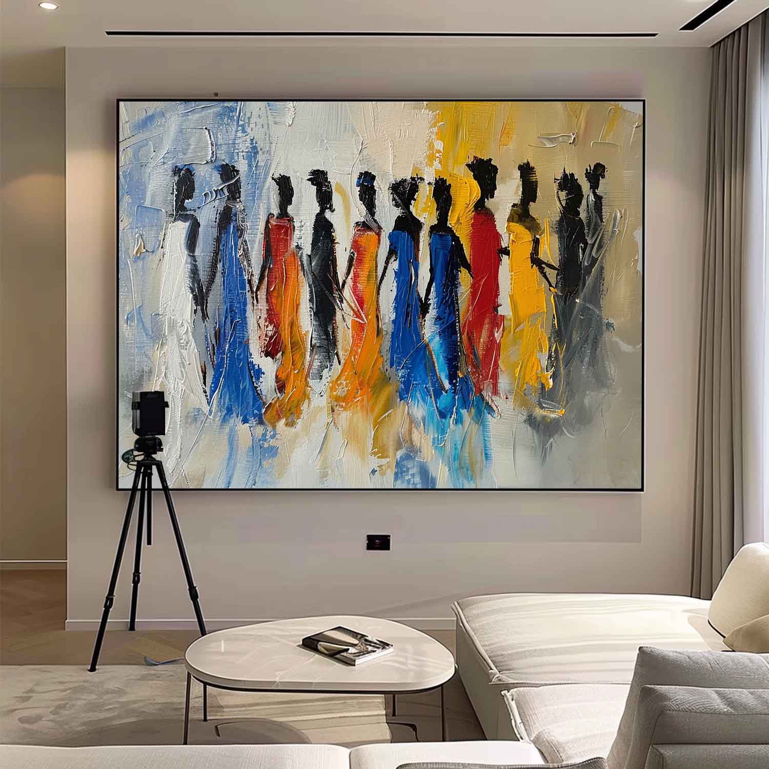 Original Human Artwork Abstract Figure Oil Painting Large Color Human Silhouette Wall Art For Living Room