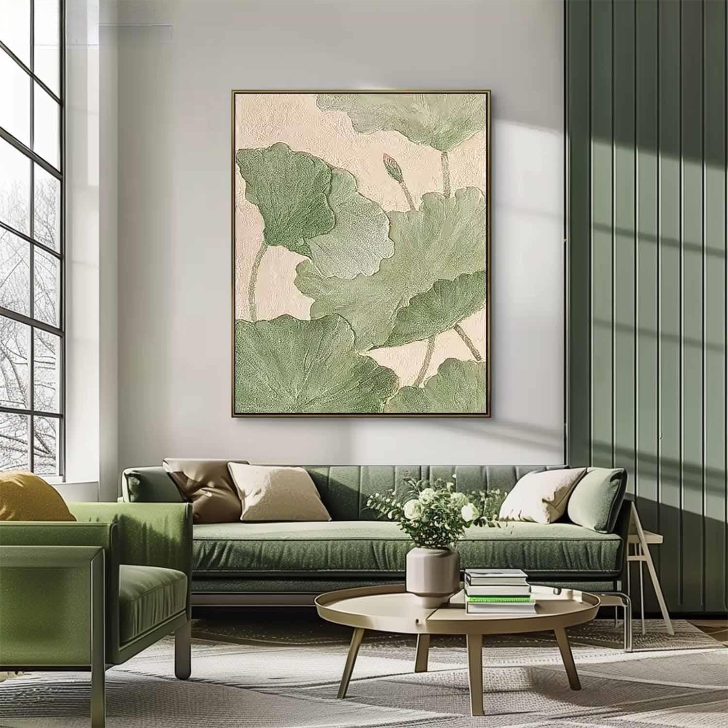 Original Modern Flowers Artwork Abstract Lotus Leaf Oil Painting On Canvas Floral Wall Art Home Decor