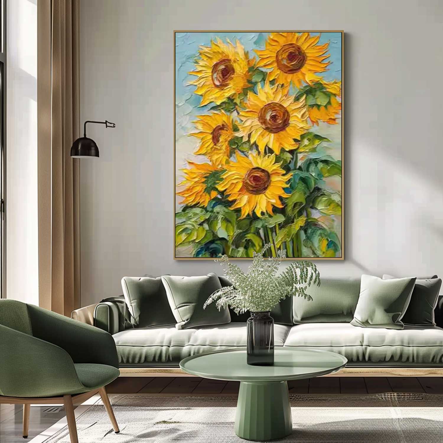Beautiful Sunflower Painting Acrylic Textured Floral Art Impressionist Plant Paintings For Living Room