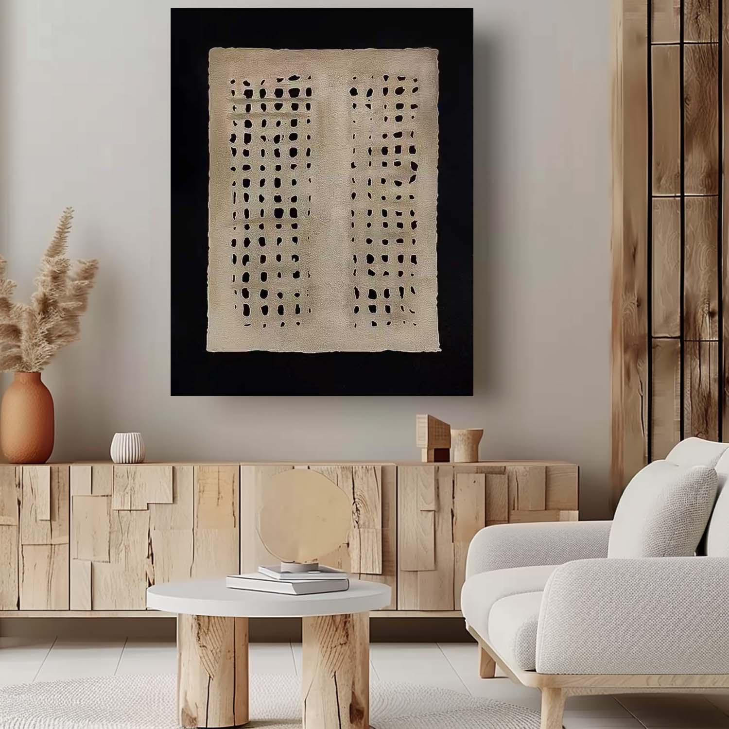 Minimalist Wabi-Sabi Wind Canvas Oil Painting Abstract Acrylic Painting Original Beige And Black Artwork