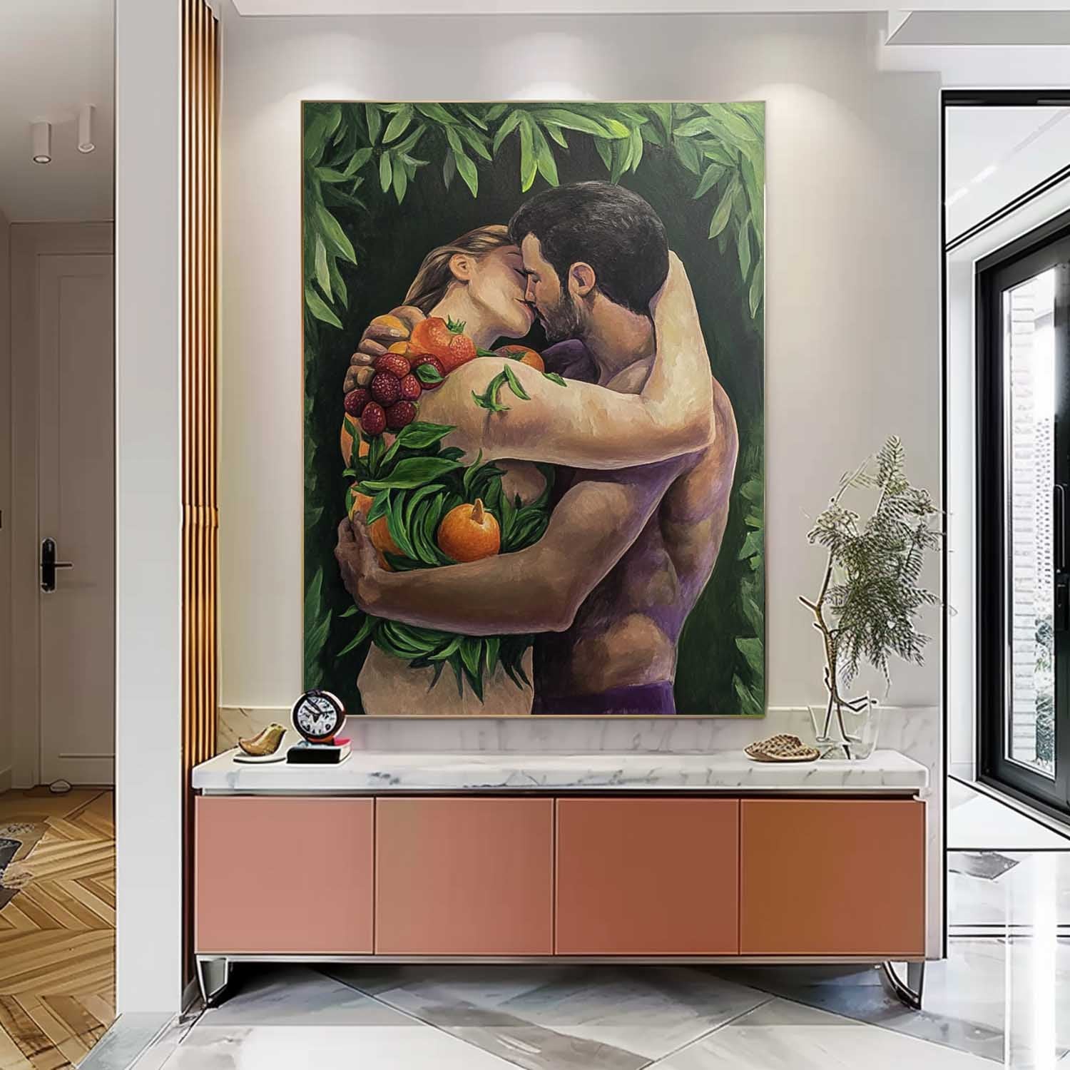 Original Texture Couple Clinch Wall Art Abstract Figure Oil Painting On Canvas Portrait Modern Artwork