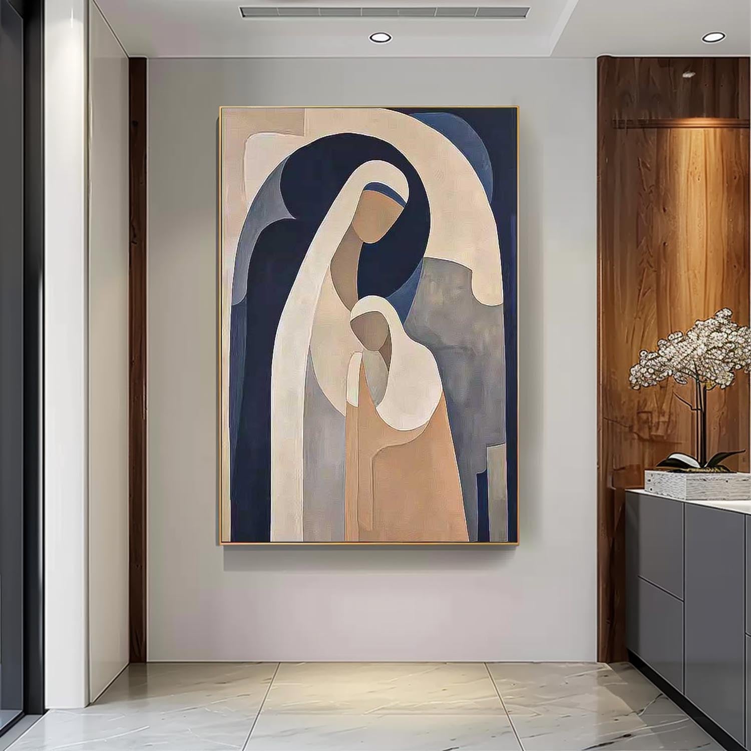 Minimalist Bible People oil Painting On Canvas Abstract Original Nun Wall Art Contemporary Acrylic Painting
