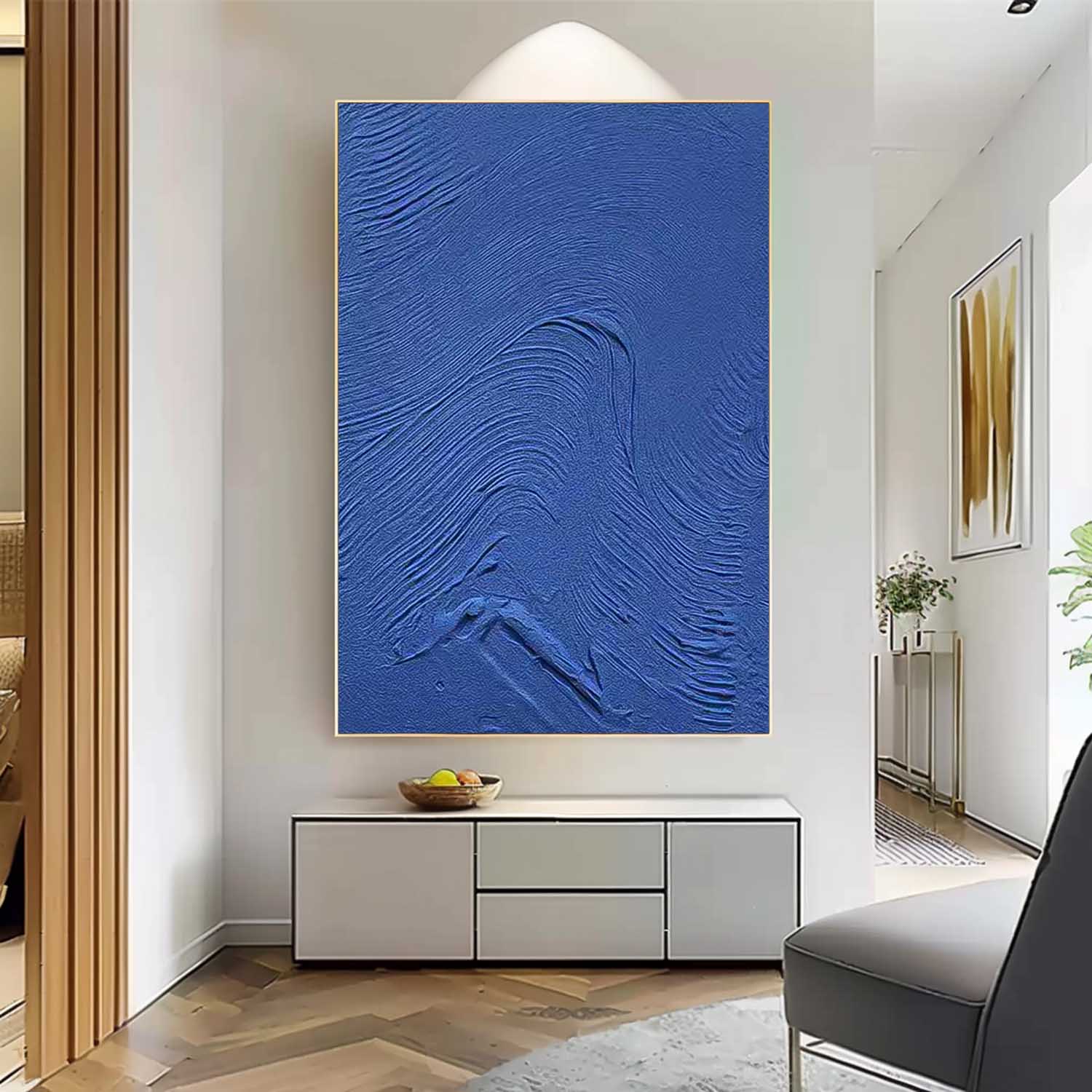 Large Wall Art Texture Minimalist Canvas Oil Painting Abstract Acrylic Painting Original Blue Artwork