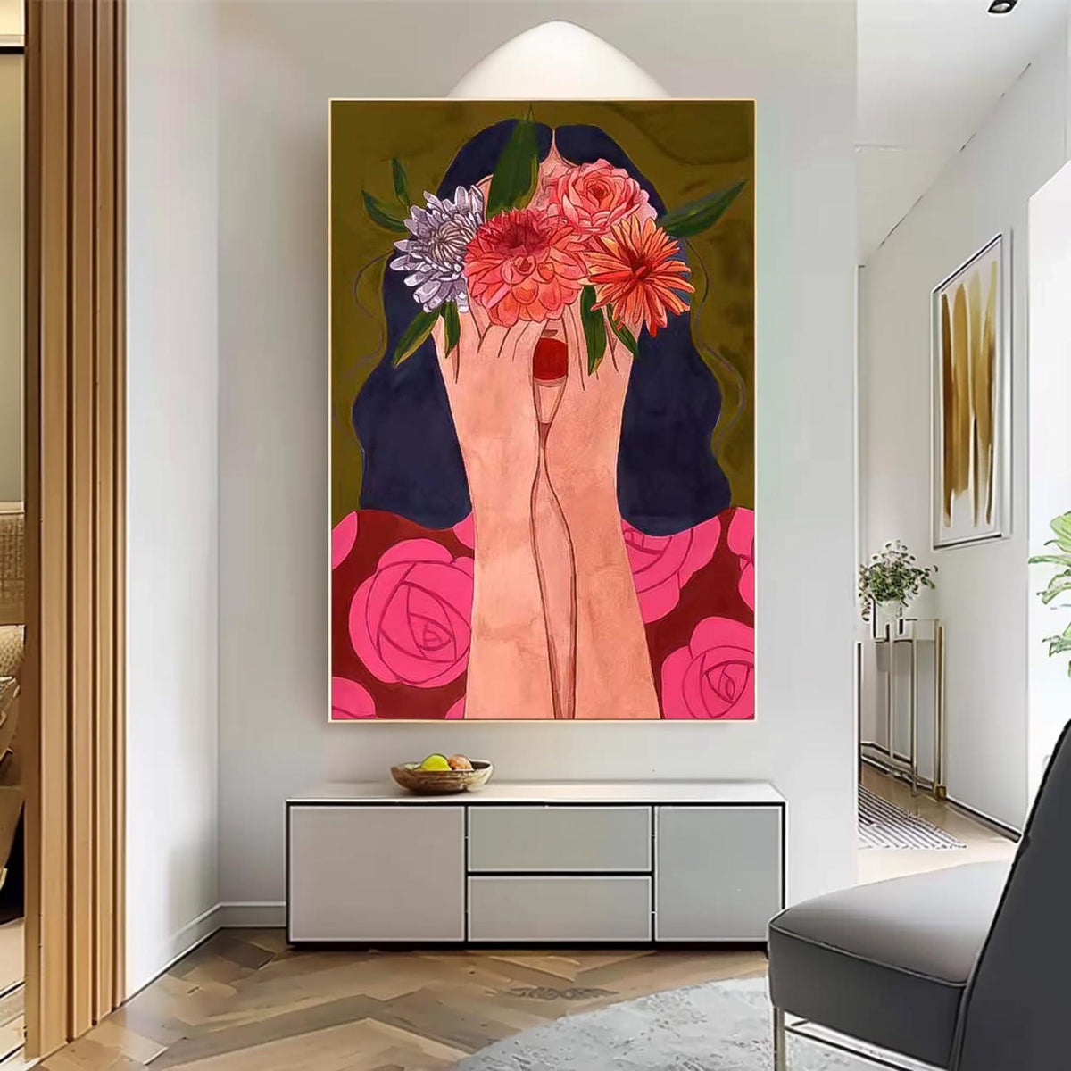 Abstract Character Image Oil Painting On Canvas Original Flower Girl Wall Art Modern Impressionism Art