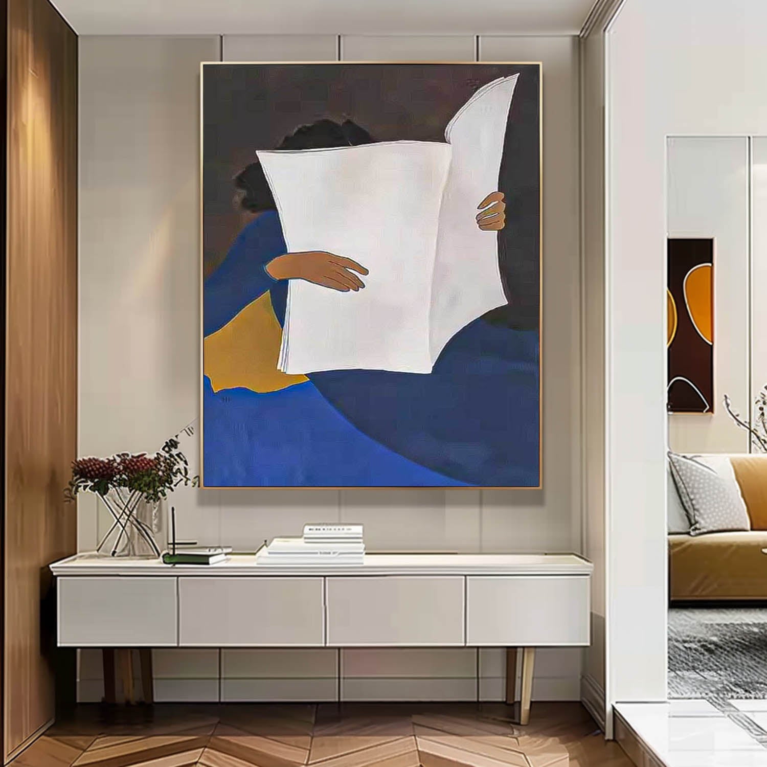 Original Wall Art Minimalist Modern Nordic Style Abstract Cartoon Characters oil Painting On Canvas