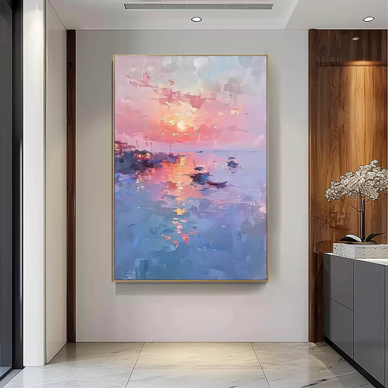 Large Dreamy Colors Landscape Oil Painting On Canvas Abstract Scenery Wall Art Acrylic Painting Home Decor