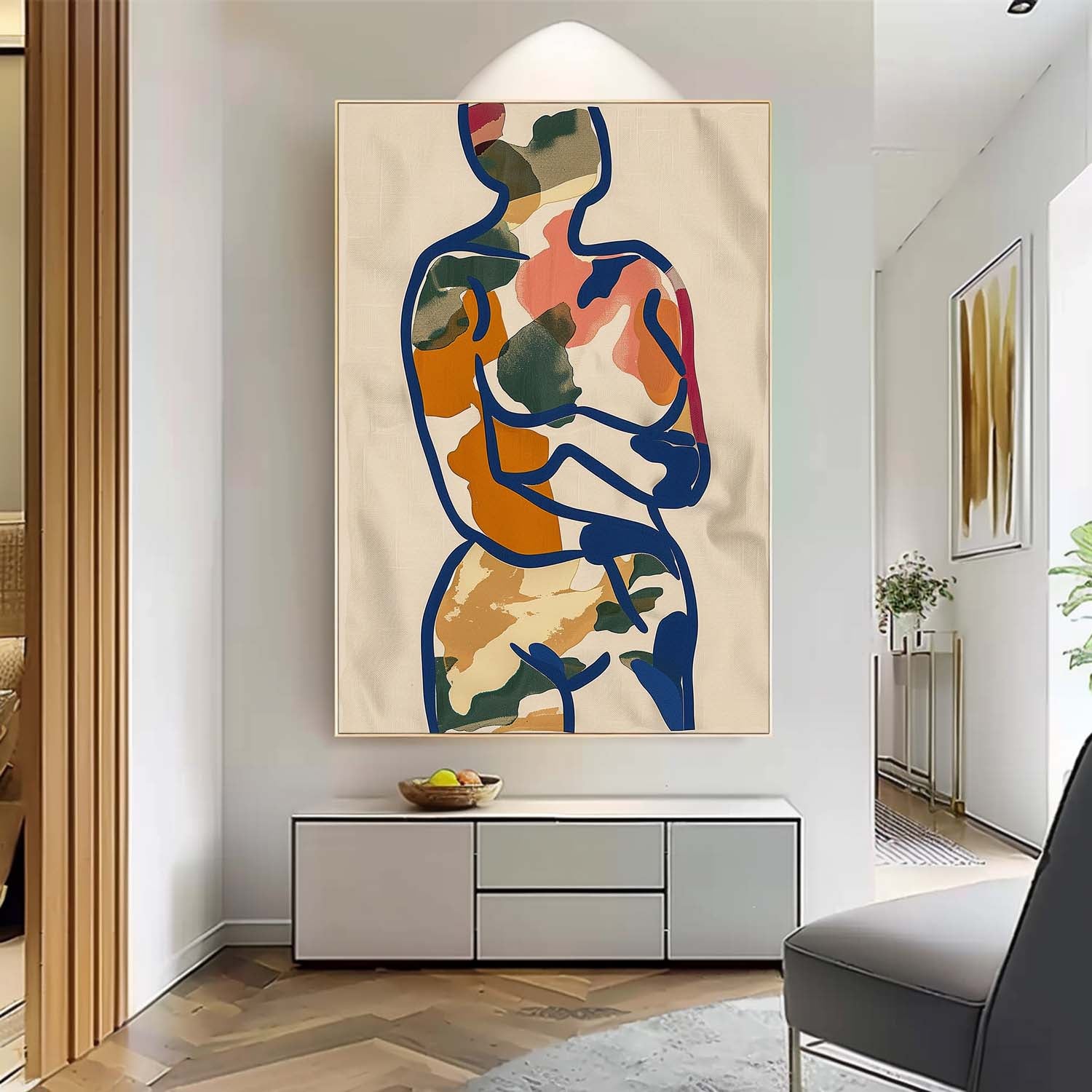 Minimalism Graffiti Oil painting Colors Original Abstract Body Line Outline Wall Art Figure Contour Acrylic Painting