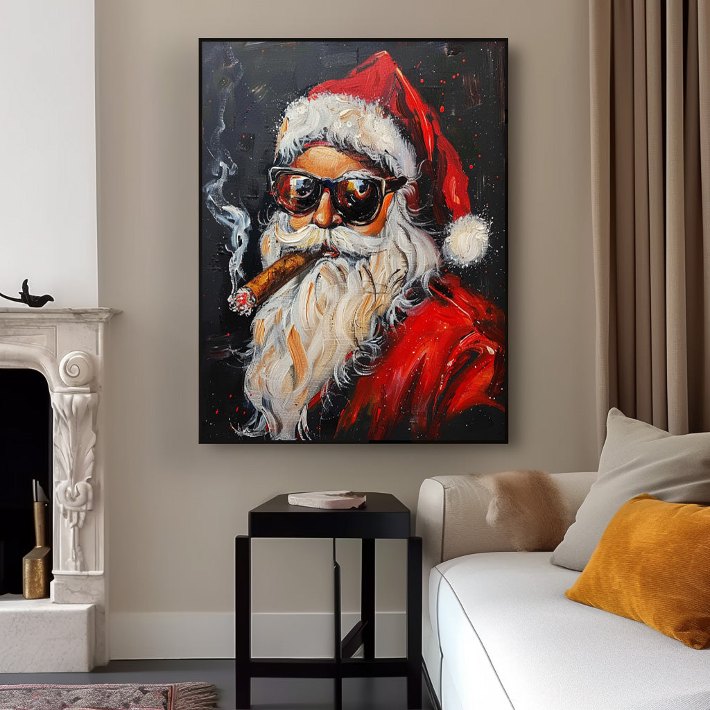 Large Christmas Wall Art Vntage Santa Claus Texture Cool Santa Claus Christmas Portrait Holiday Decoration