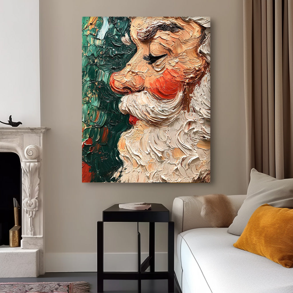 Large Christmas Wall Art Vintage Santa Claus Christmas Tree Texture Cute Santa Xmas Profile painting Holiday Decor