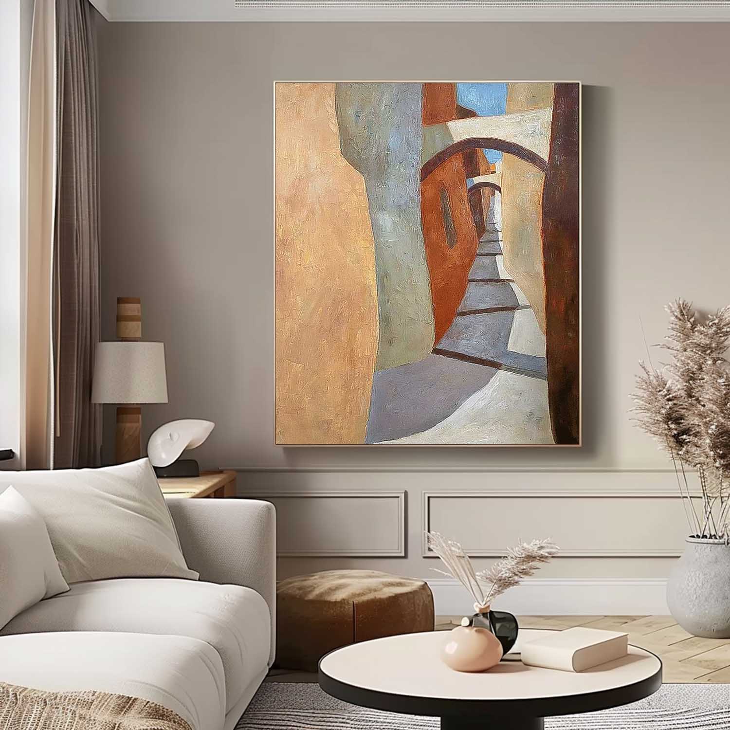 Cheap Warm Color Abstract Wall Art Large Contemporary Alley Acrylic Painting On Canvas Graet Quality artworks