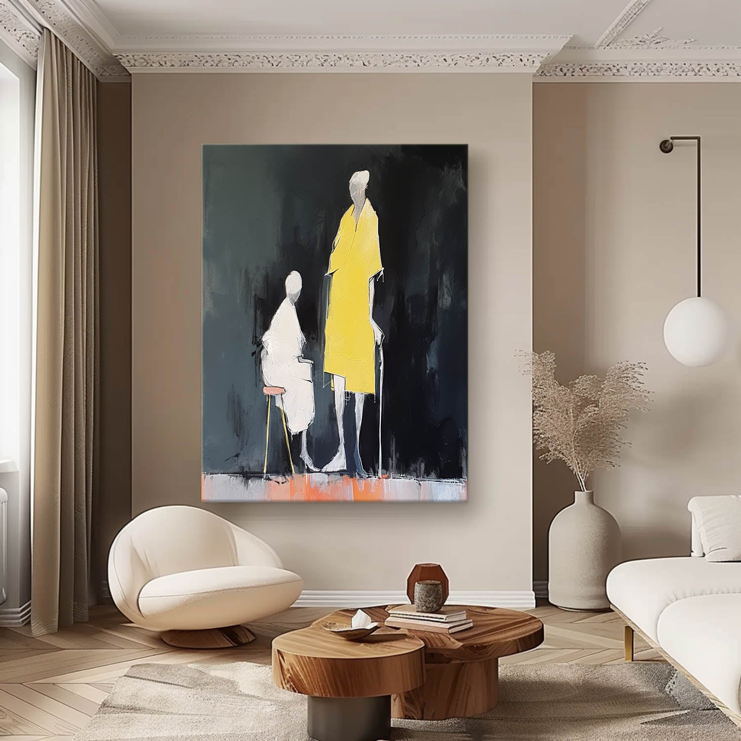 Original People In The Dark Wall Art Large Figure Painting Original Abstract Artwork For Living Room