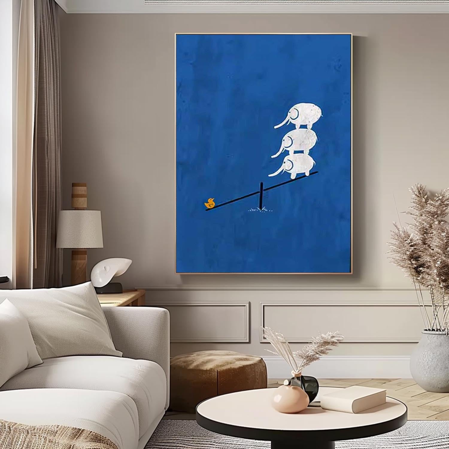 Large Wall Art Texture Minimalist Alistelephant Scale Canvas Oil Painting Abstract Original Blue Artwork