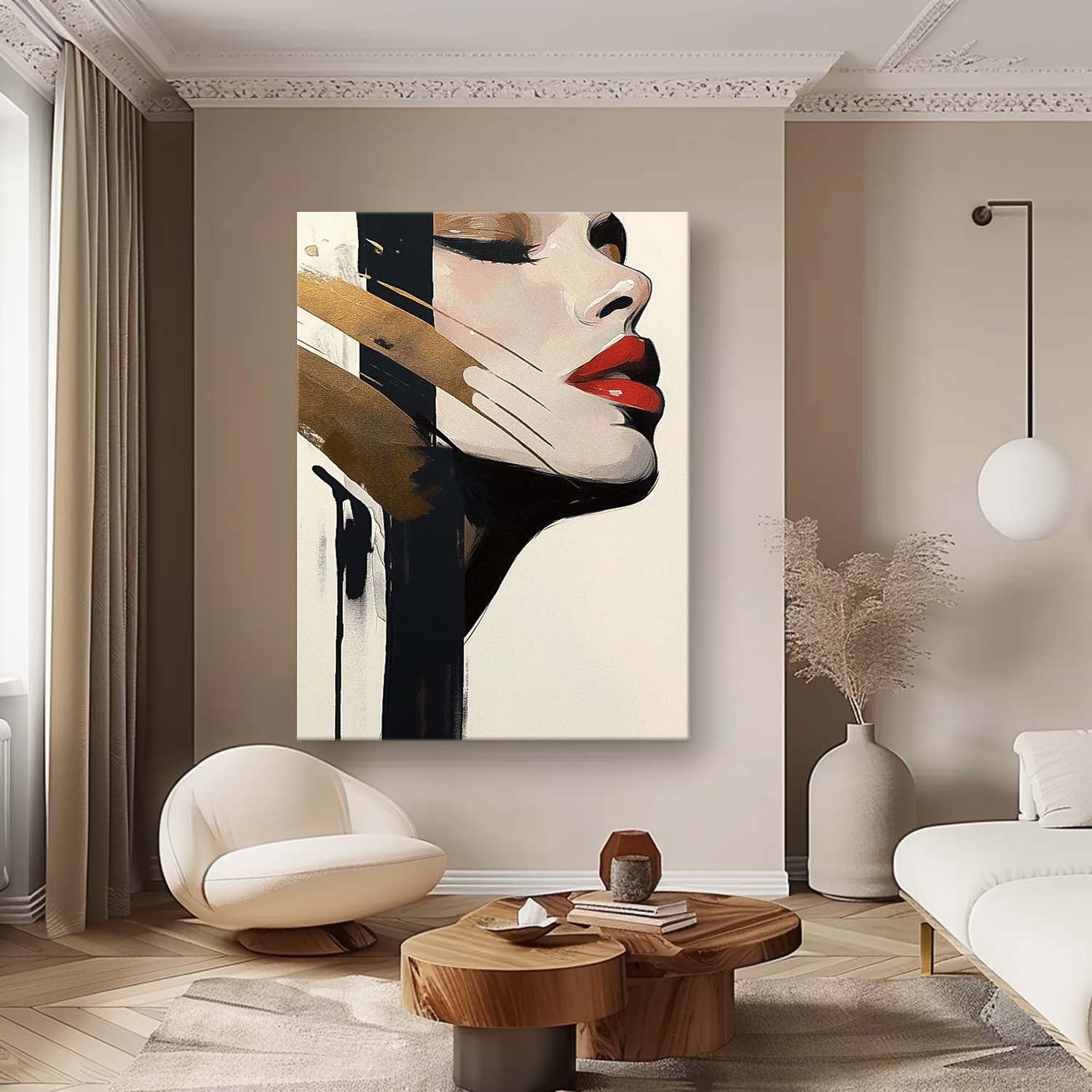 Original Texture Girl Profile Wall Art Abstract Advanced Face Oil Painting On Canvas Lady Modern Artwork