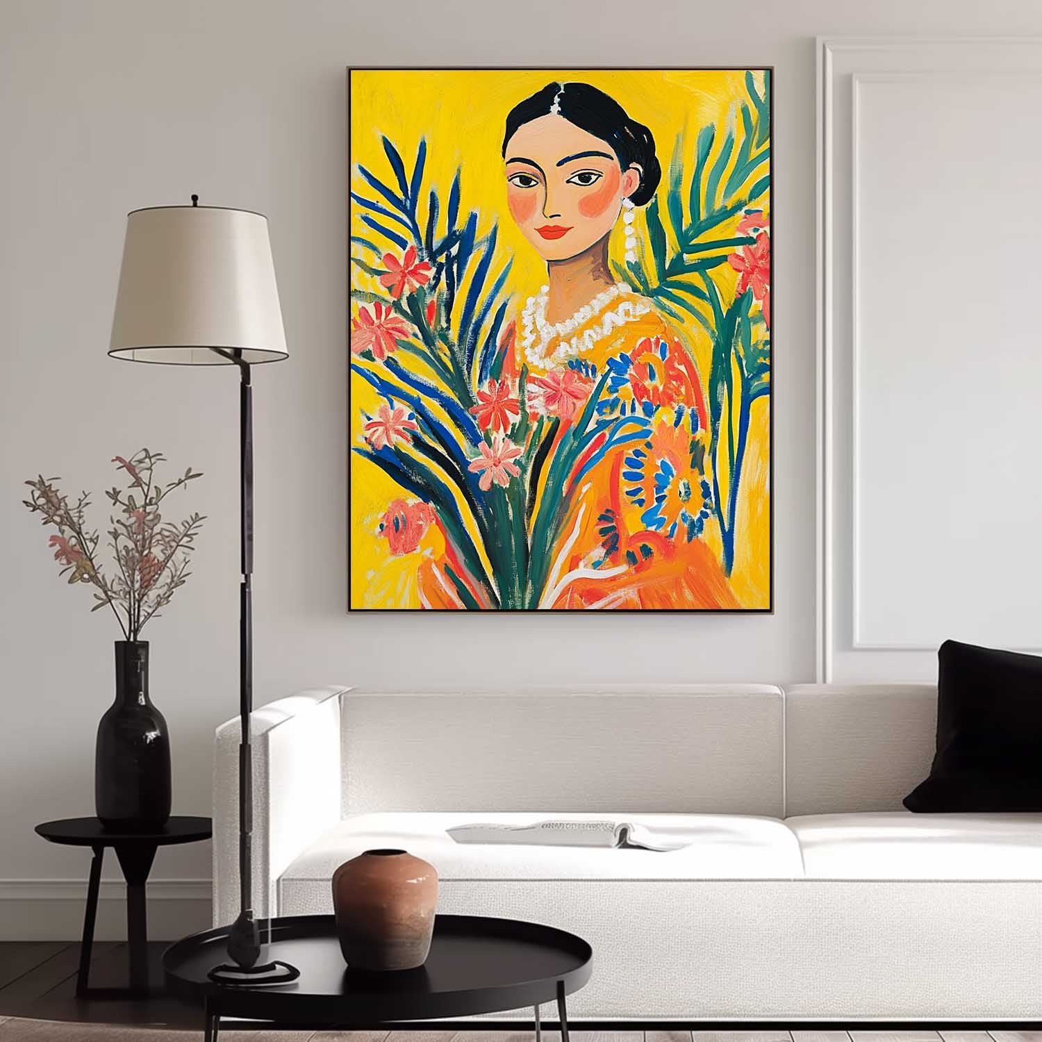 Gorgeous Original Modern Wall Art Portrait Of A Young Woman Artwork Girl In A Romantic Vintage Style