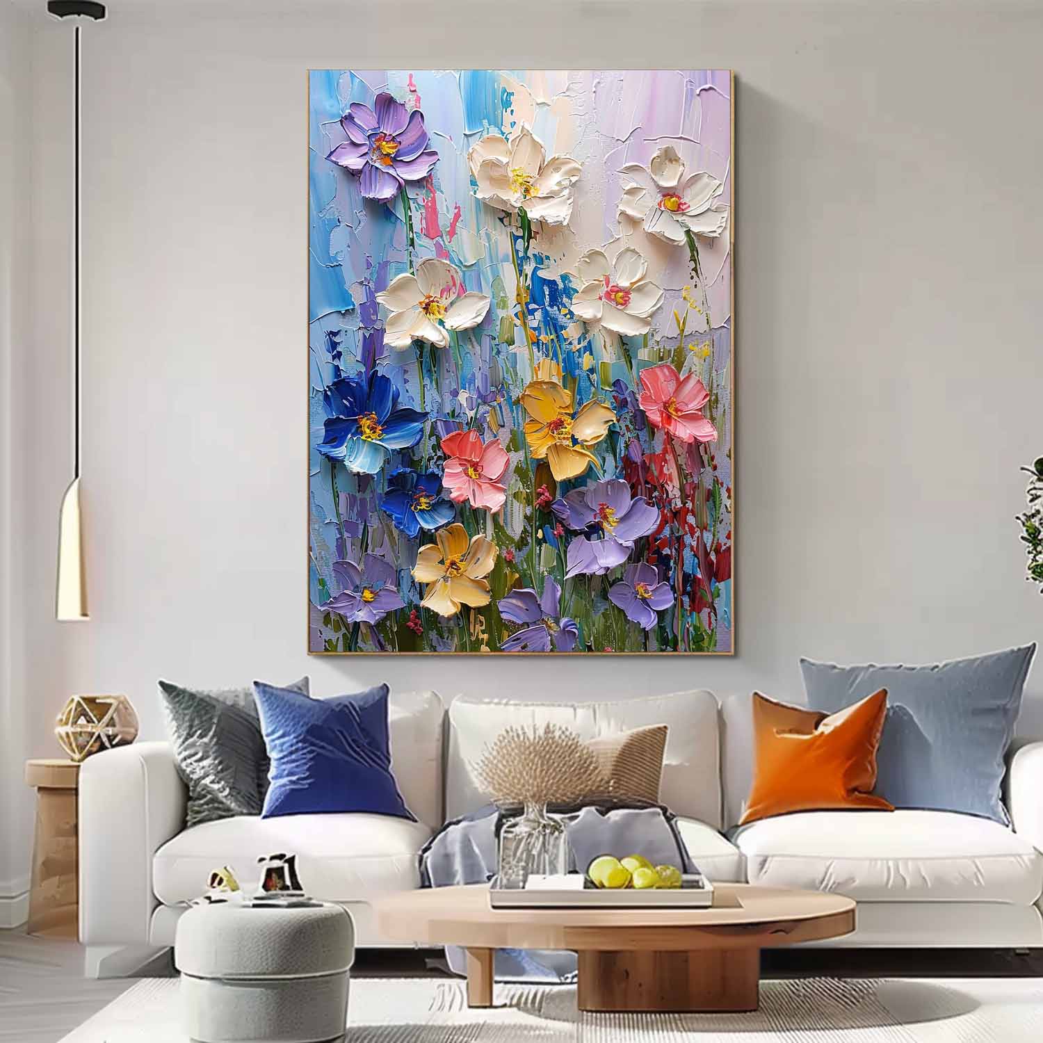 Original Floral Painting Abstract Flower Acrylic Painting On Canvas Large Lovely Textured Art Home Decor