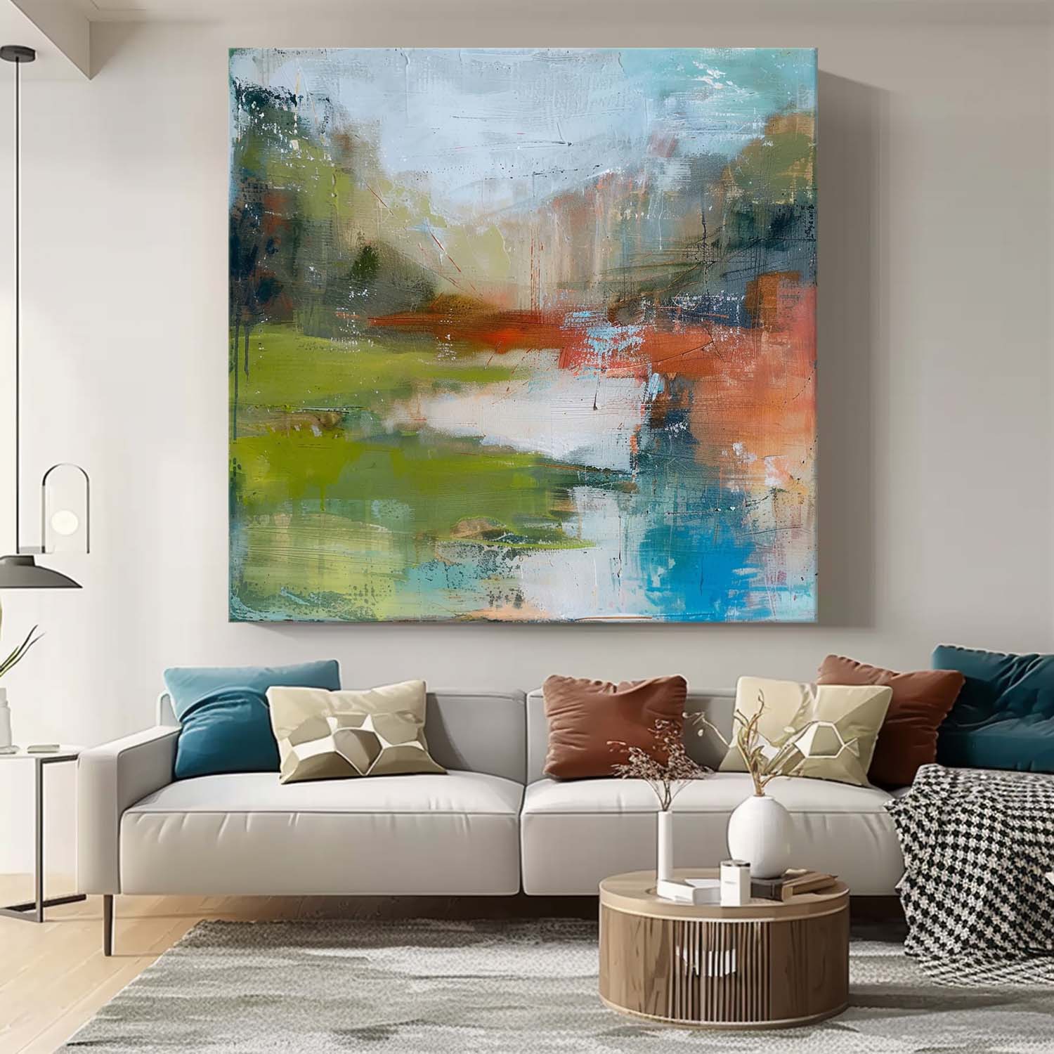 Large Abstract Oil Painting Canvas Modern Scenery Nature Art Original Retro Landscape Wall Art Home Decor