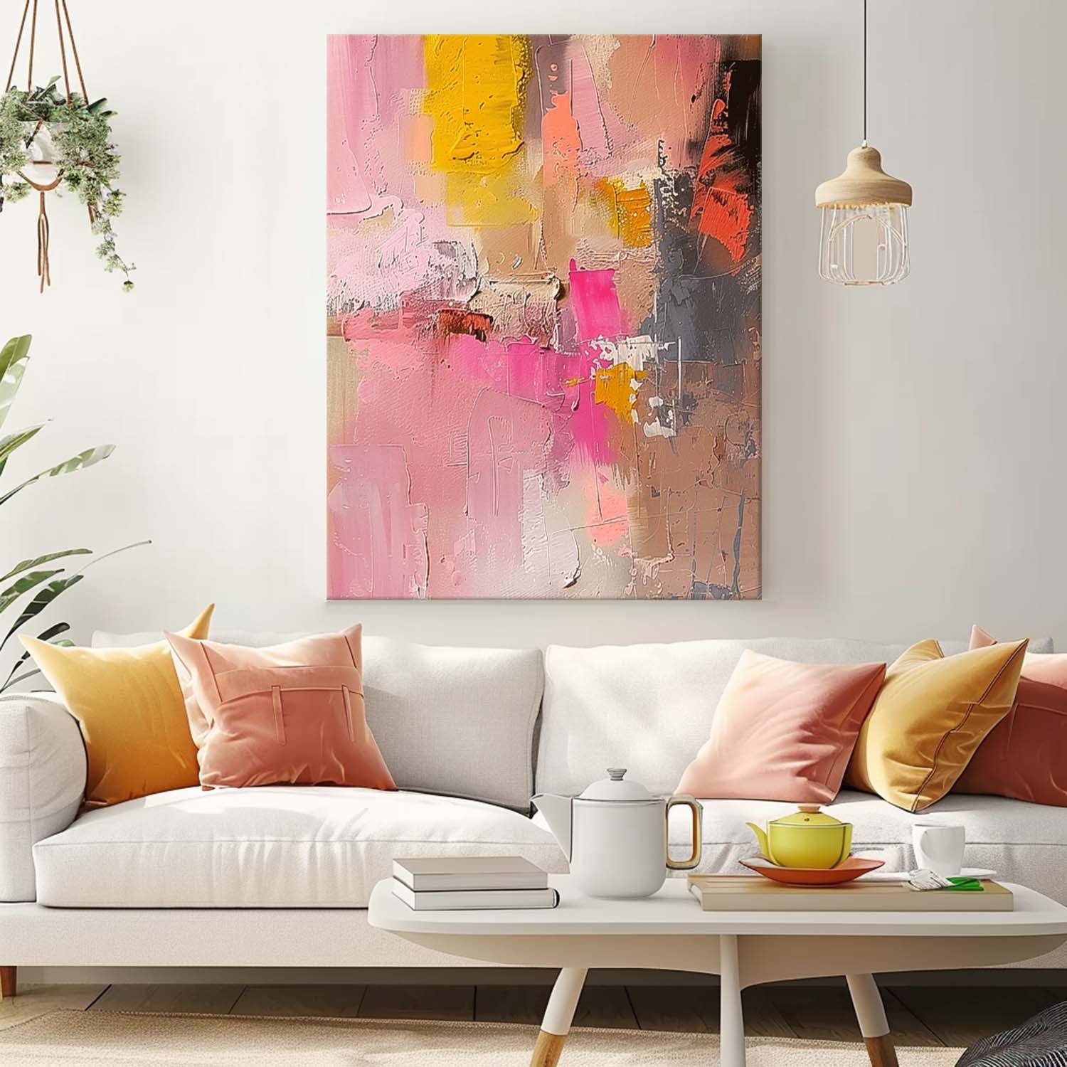 Large Modern Acrylic Painting On Canvas Pink Texture Color Abstract Oil Painting Original Artwork Decor