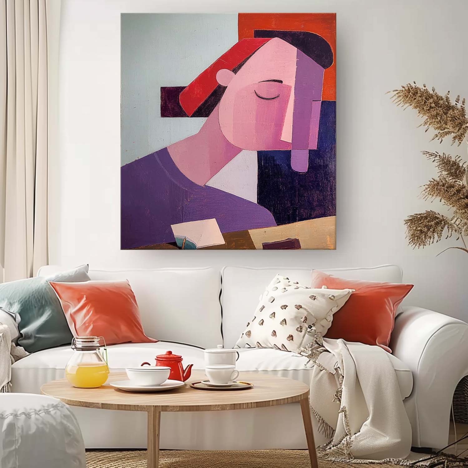 Sculptural style Abstract Wall Art Origina Figure Acrylic Painting Canvas Square Large Portrait Artwork