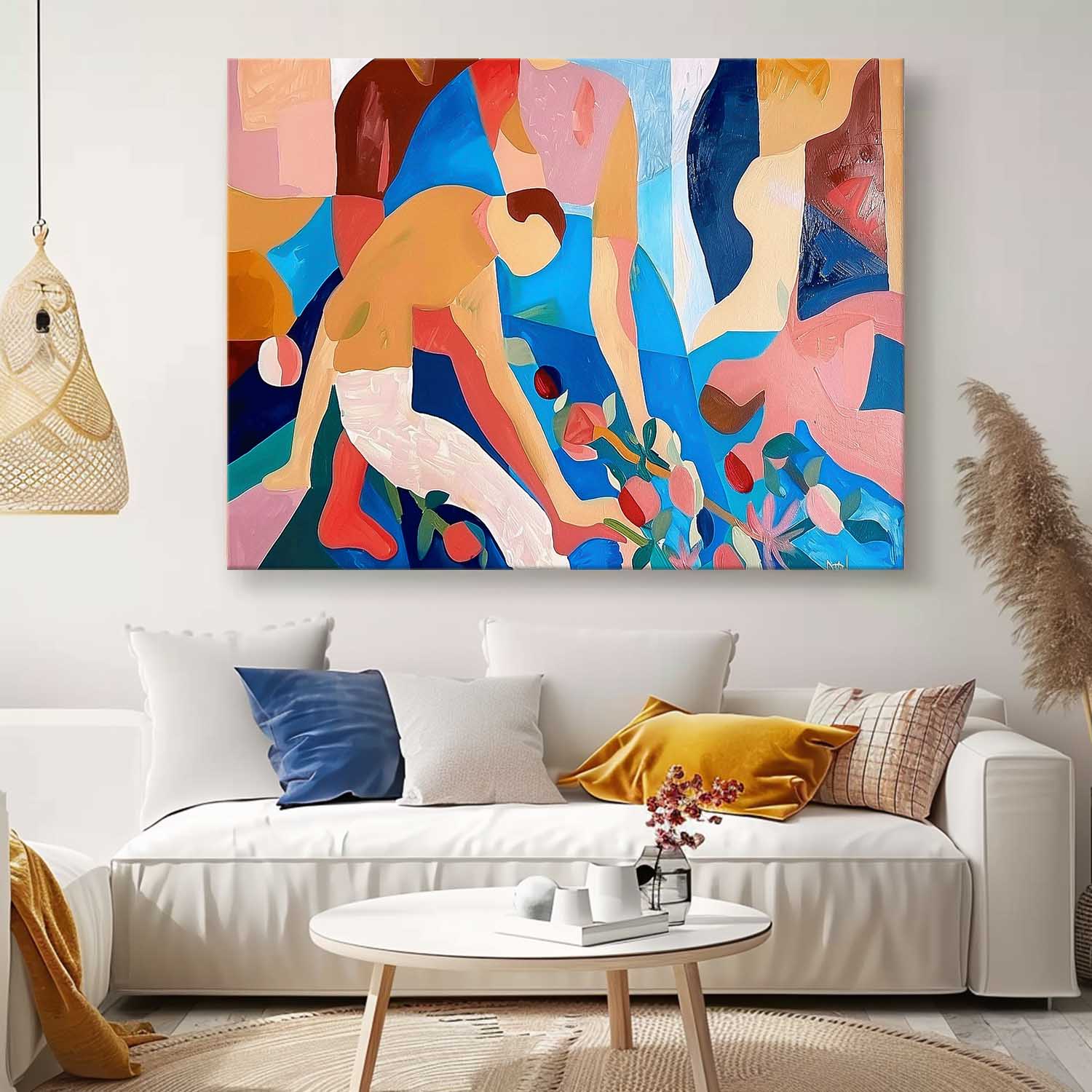 Abstract Portraiture Expressive Characters Artwork Artistic Faces Painting Bold Cubist-Inspired Modern Art Painting Figures Art