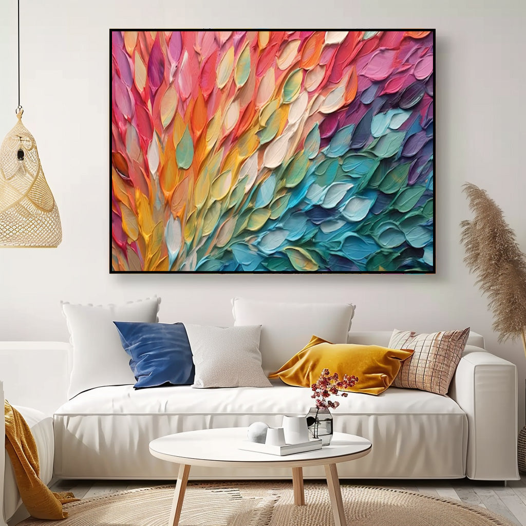 Original Texture Petal Oil Painting On Canvas Large Colorful Acrylic Painting Modern Abstract Artwork