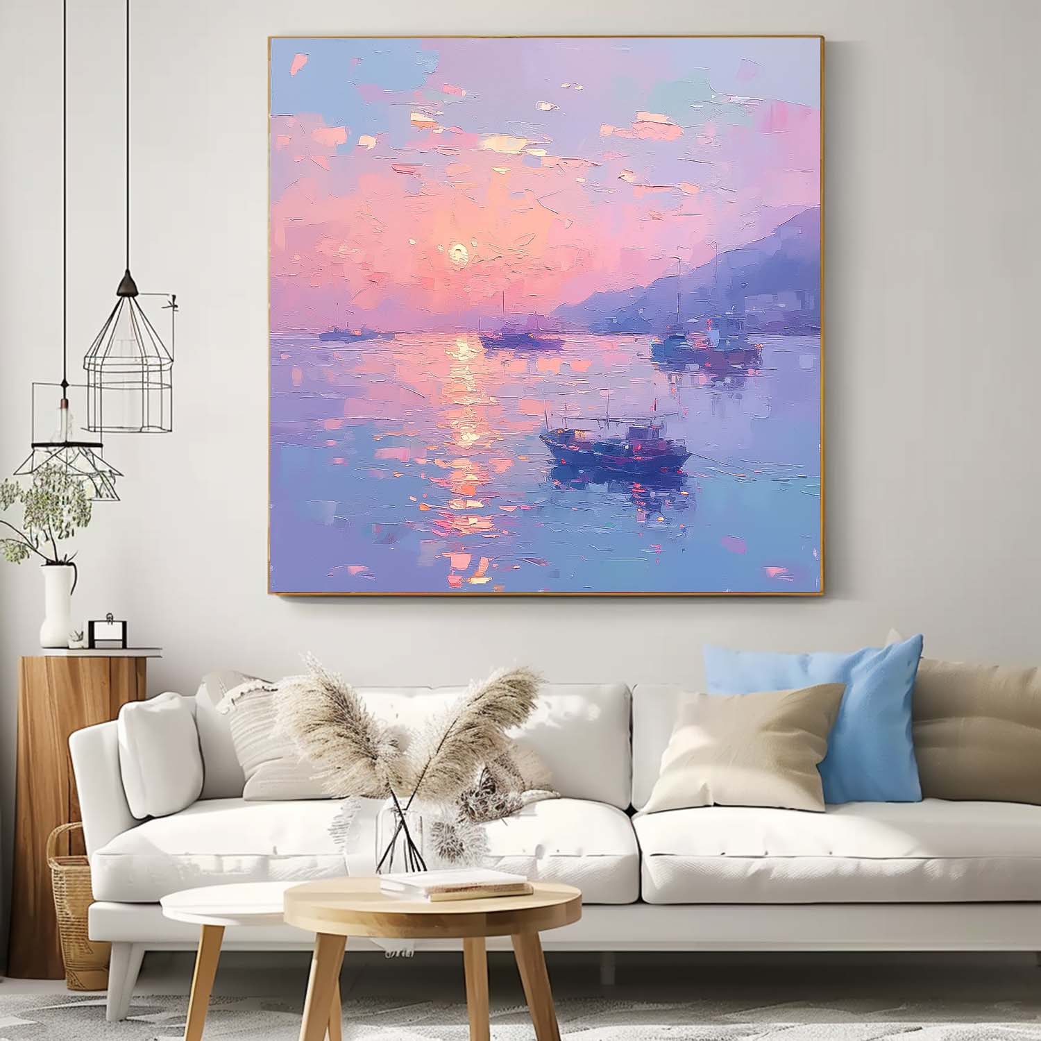 Large Sunset At Sea Wall Art Modern Highest Quality Oil Painting Abstract Texture Acrylic Painting For Living room