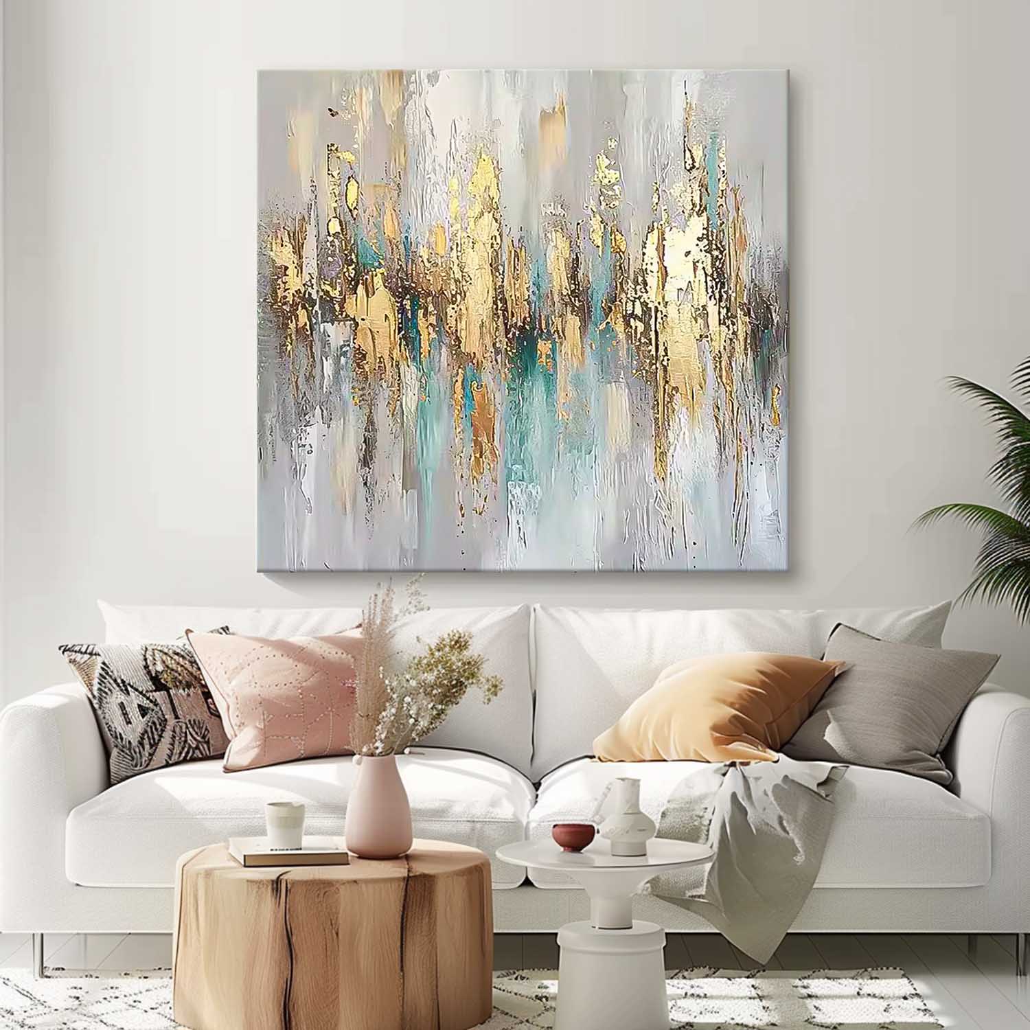 Square Texture Abstract Gold Acrylic Painting On Canvas Contemporary Popular Oil Painting Wall Art