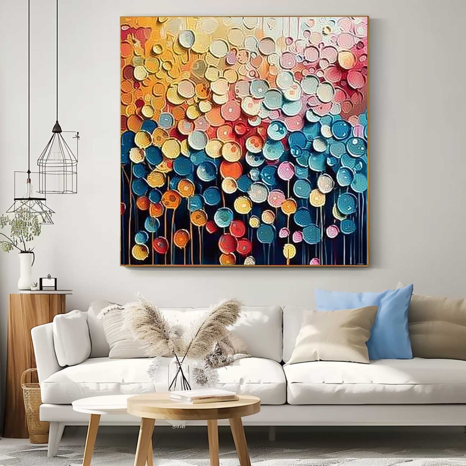 Contemporary Circle Color Block Oil Painting Square Texture Abstract Colorful Acrylic Painting On Canvas Wall Art
