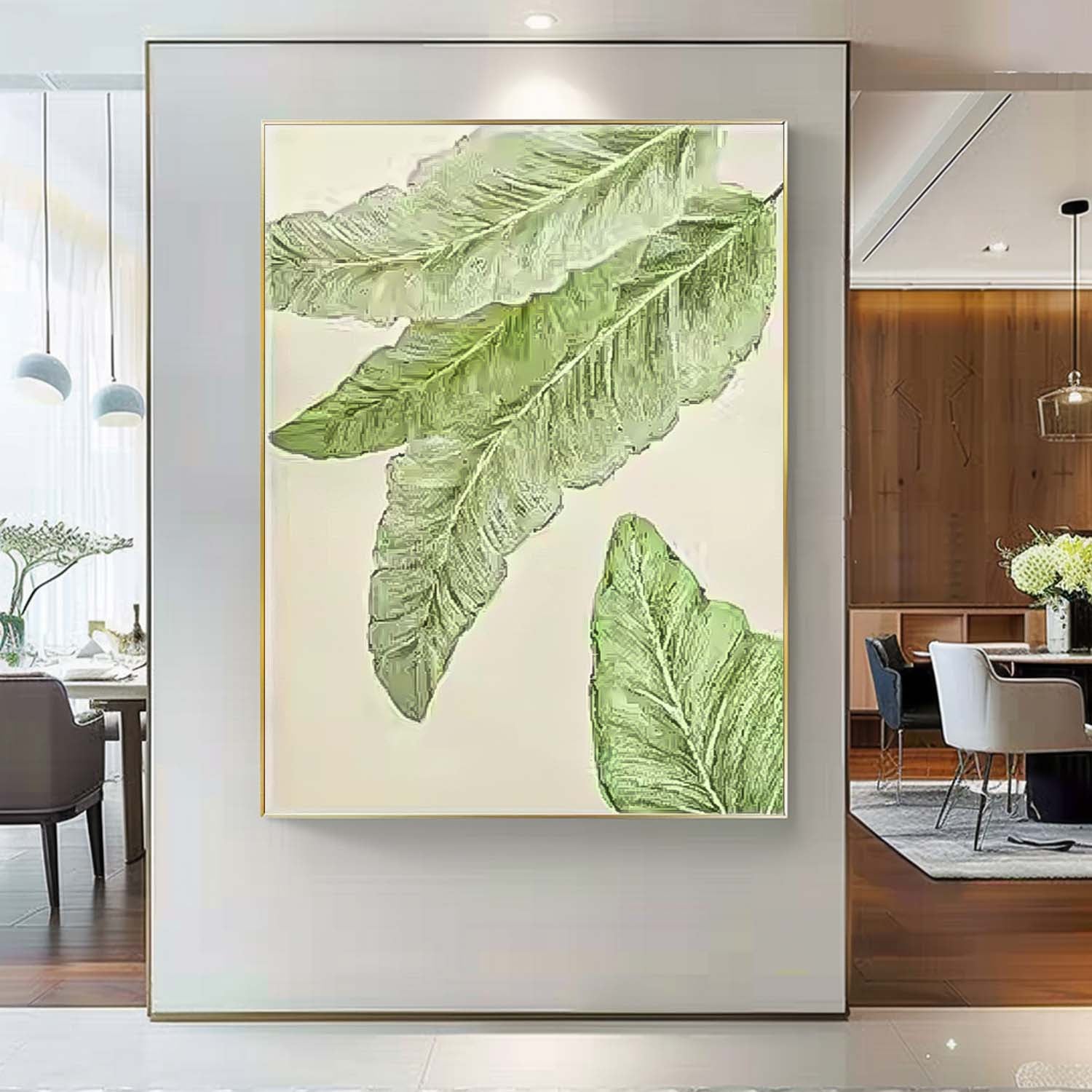 Original Texture Leaves Artwork Green Leaves Oil Painting On Canvas Oversize For Living Room