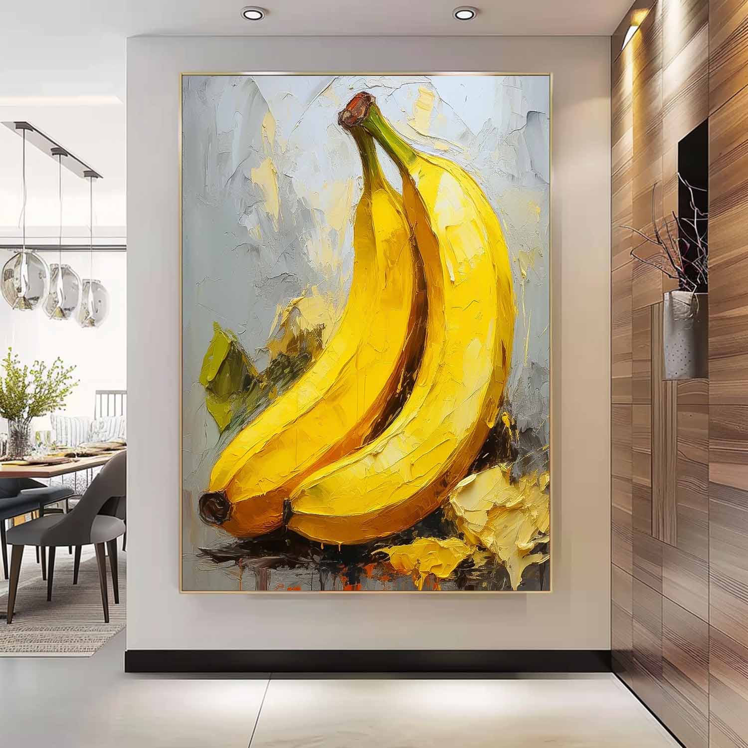 Color Fruit Acrylic Painting Abstract Still Life Painting On Canvas Large Banana Original Artwork Gift