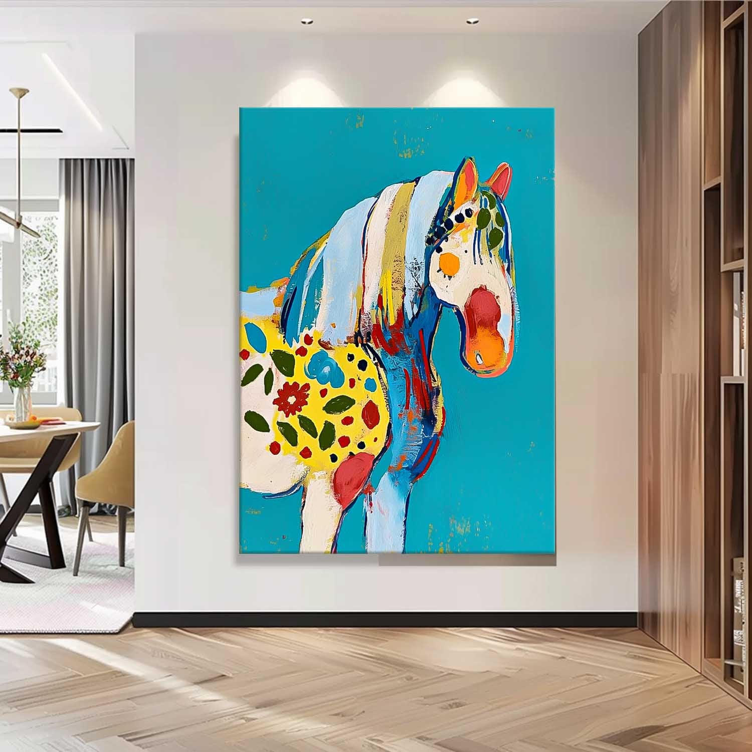 Minimalism Graffiti Animal Oil Painting Modern Horse Abstract Wall Art Large Acrylic Painting Home Decor