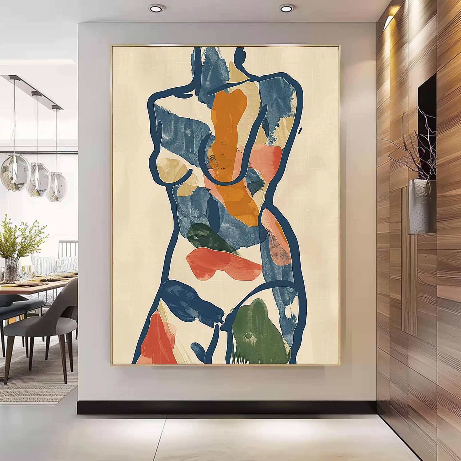 Figure Contour Acrylic Painting Minimalism Graffiti Oil painting Colors Original Abstract Body Line Outline Wall Art